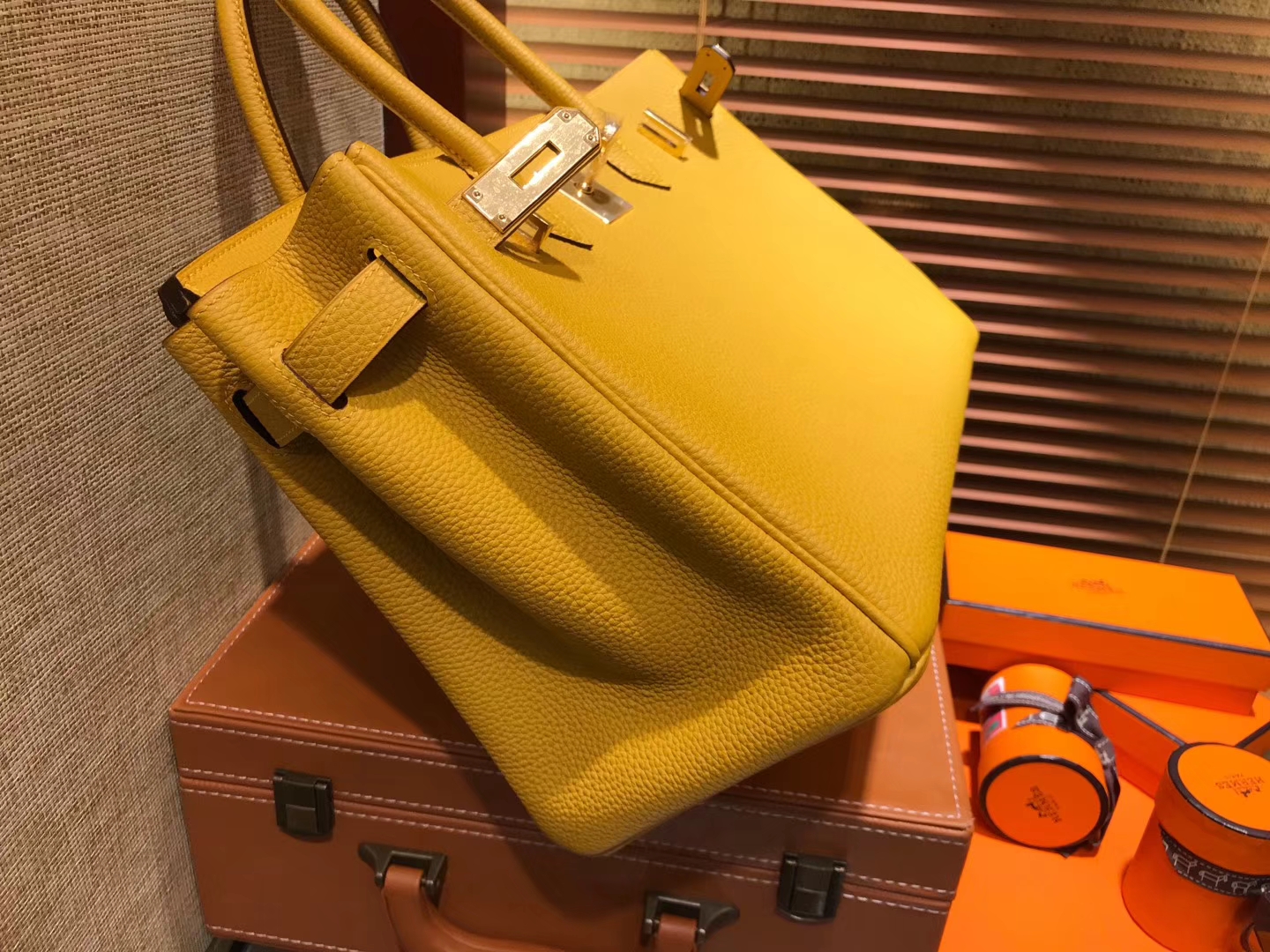 Hermès（爱马仕）Birkin 30cm ( 铂金包) Togo小牛皮 9D 琥珀黄 原版蜜蜡线 全手工缝制