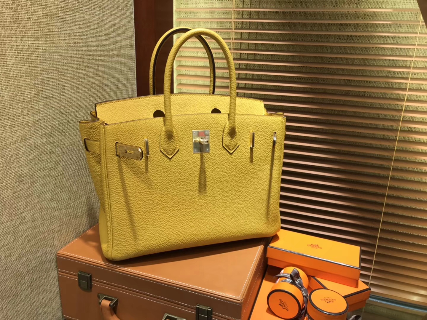 Hermès（爱马仕）Birkin 30cm ( 铂金包) Togo小牛皮 9D 琥珀黄 原版蜜蜡线 全手工缝制