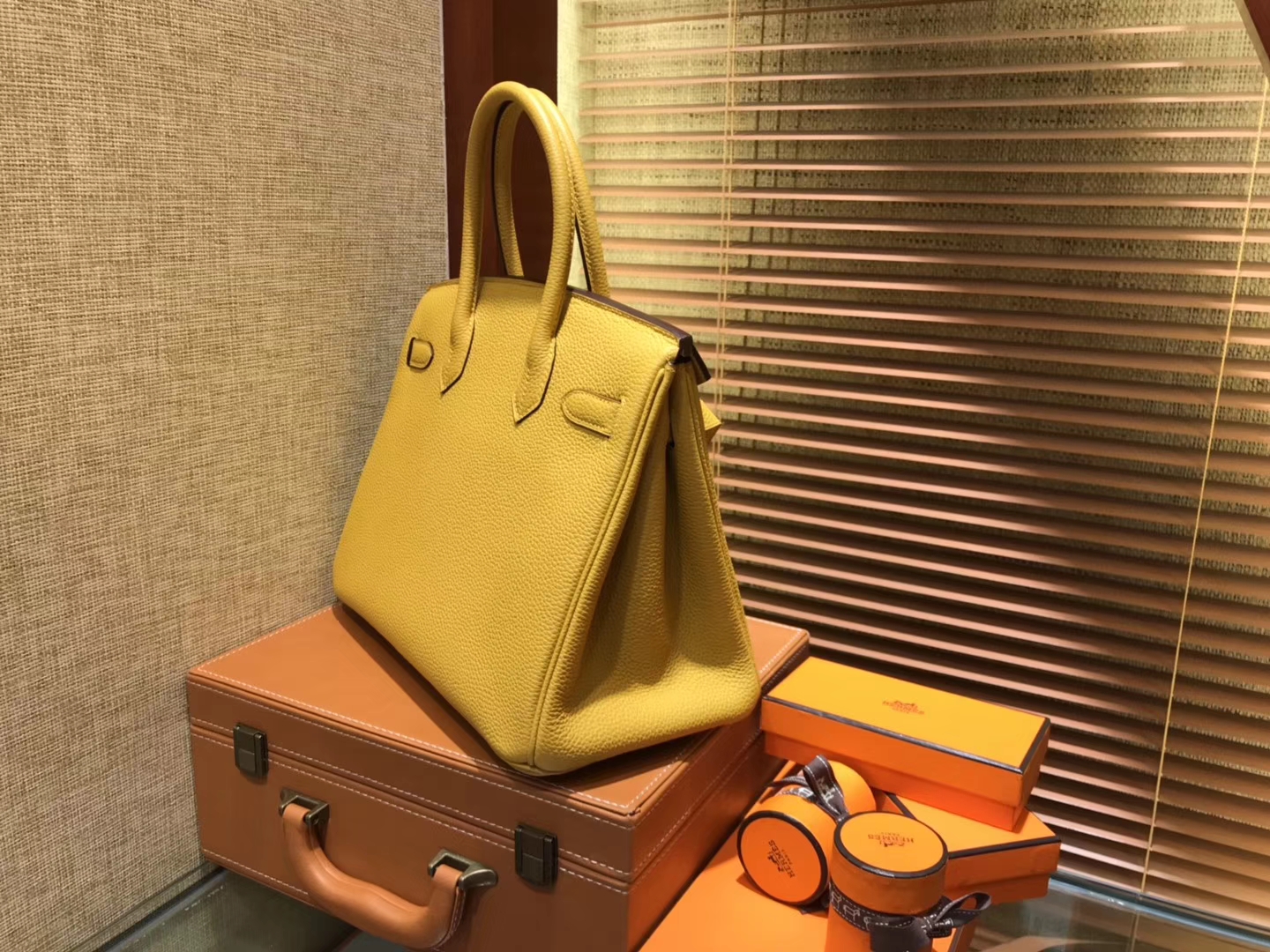 Hermès（爱马仕）Birkin 30cm ( 铂金包) Togo小牛皮 9D 琥珀黄 原版蜜蜡线 全手工缝制