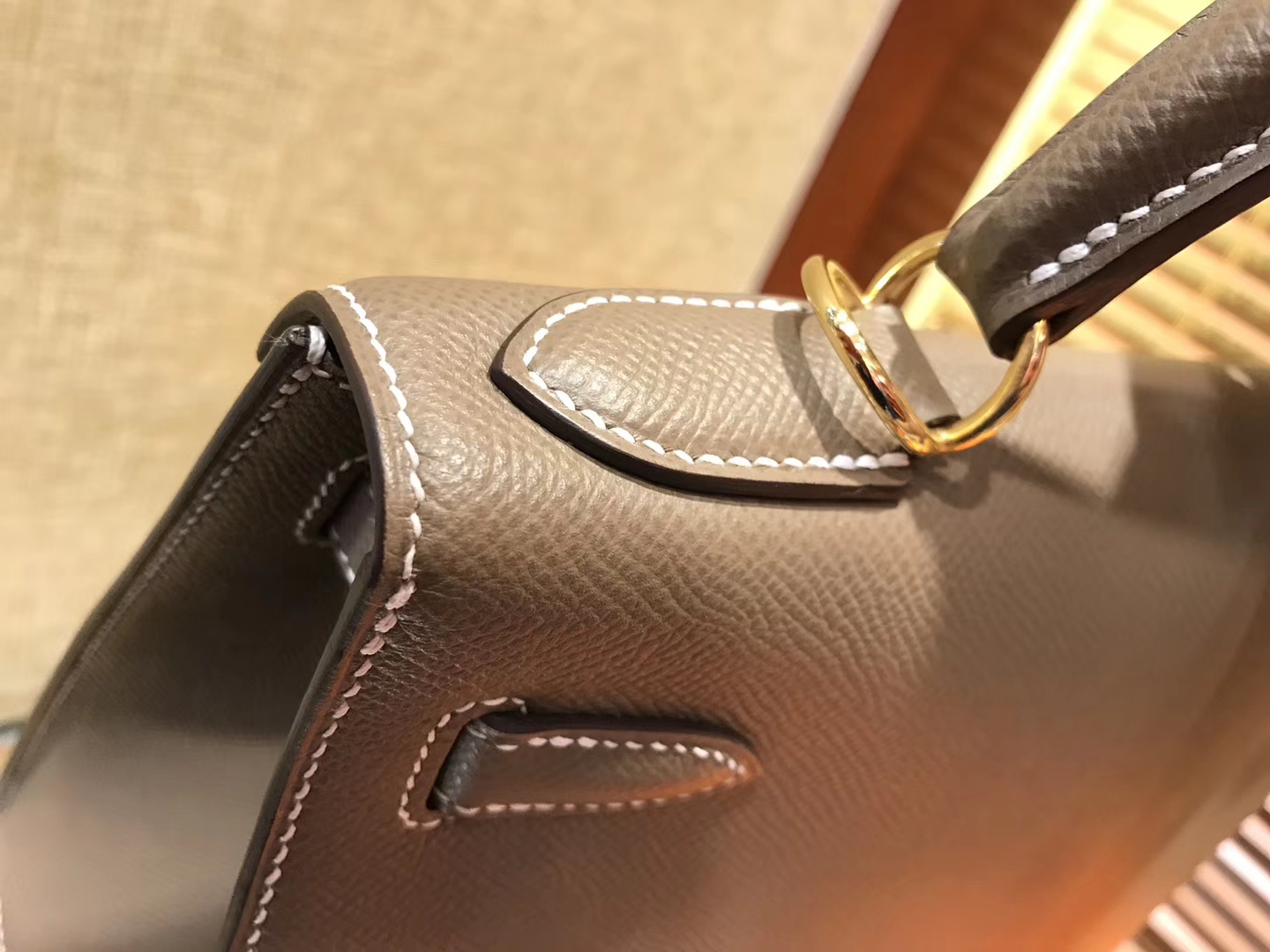 Hermès（爱马仕）Kelly 28(凯莉包) 大象灰 德国进口 掌纹牛皮 原版蜜蜡线 全手工缝制