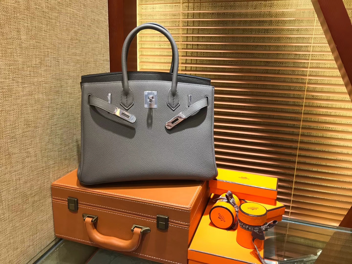 Hermès（爱马仕）Birkin 30cm ( 铂金包) Togo小牛皮 锡器灰 原版蜜蜡线 全手工缝制