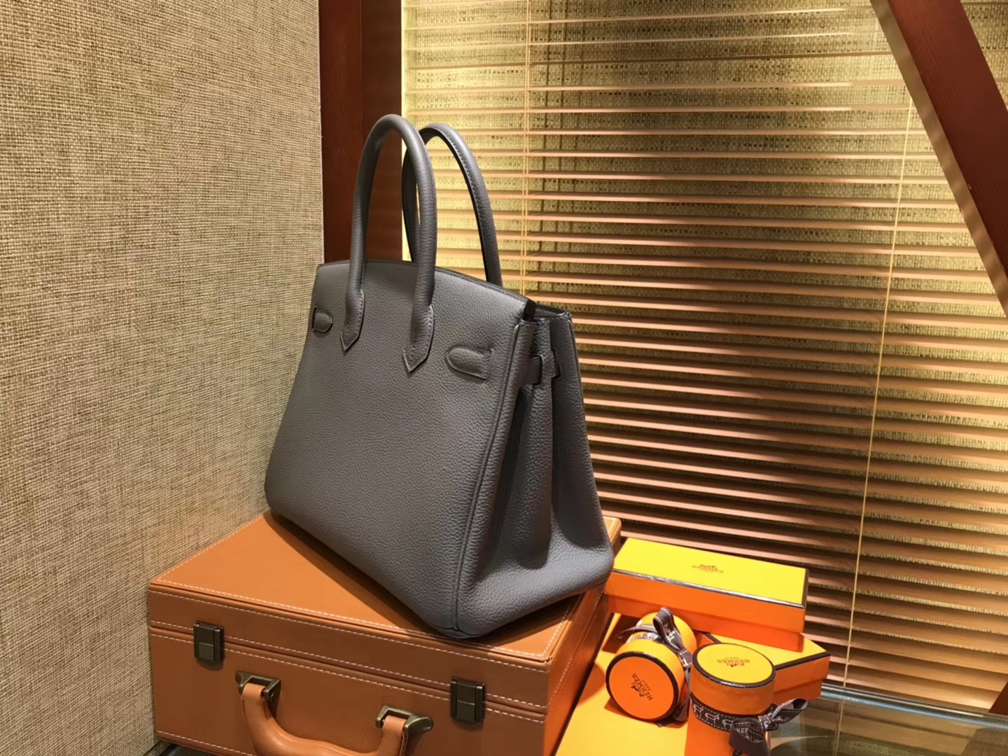 Hermès（爱马仕）Birkin 30cm ( 铂金包) Togo小牛皮 锡器灰 原版蜜蜡线 全手工缝制
