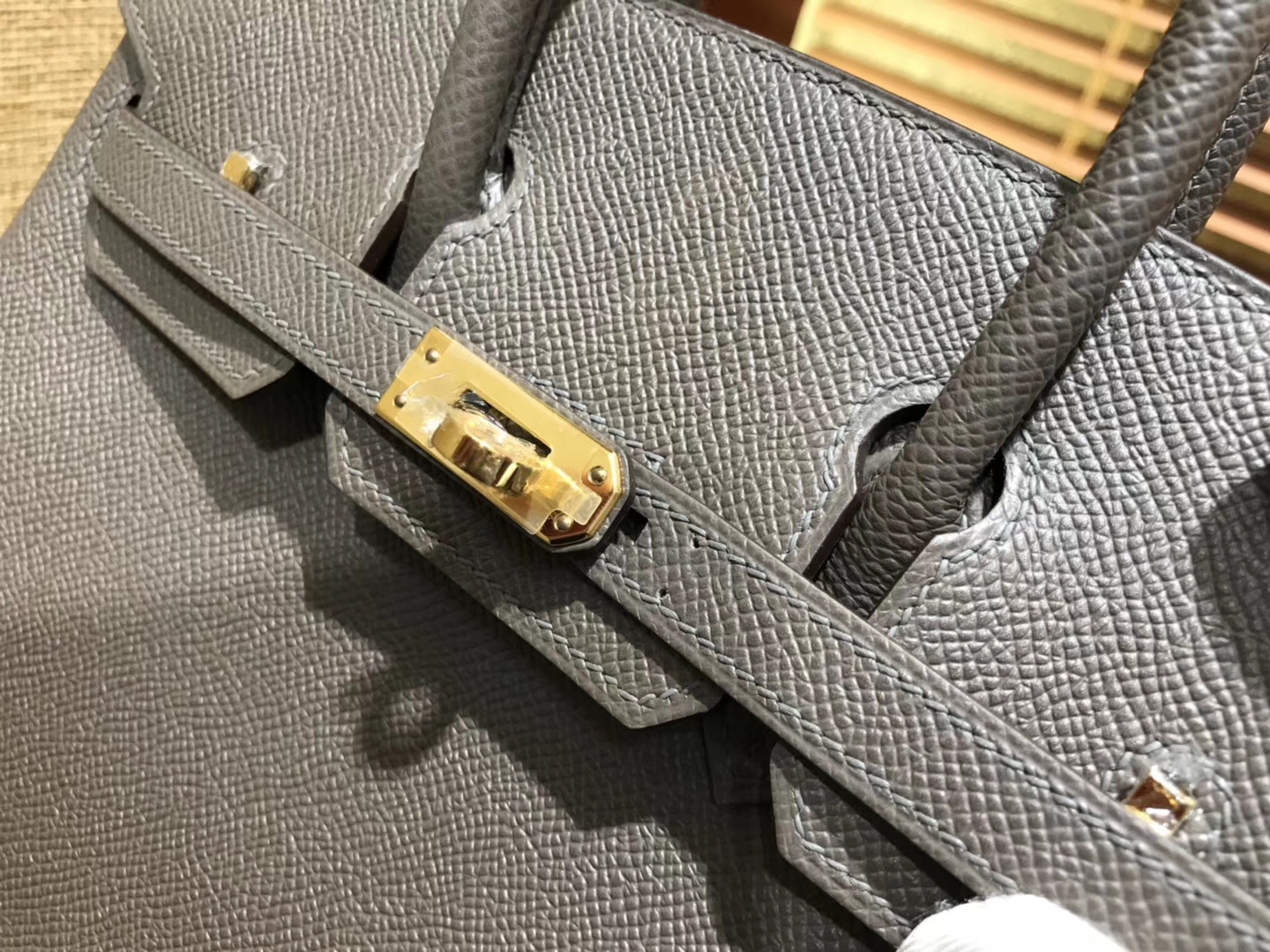 Hermès（爱马仕）Birkin 25cm ( 铂金包) 掌纹牛皮 锡器灰 原版蜜蜡线 全手工缝制