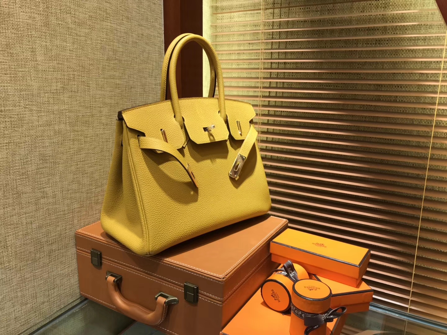 Hermès（爱马仕）Birkin 30cm ( 铂金包) Togo小牛皮 9D 琥珀黄 原版蜜蜡线 全手工缝制
