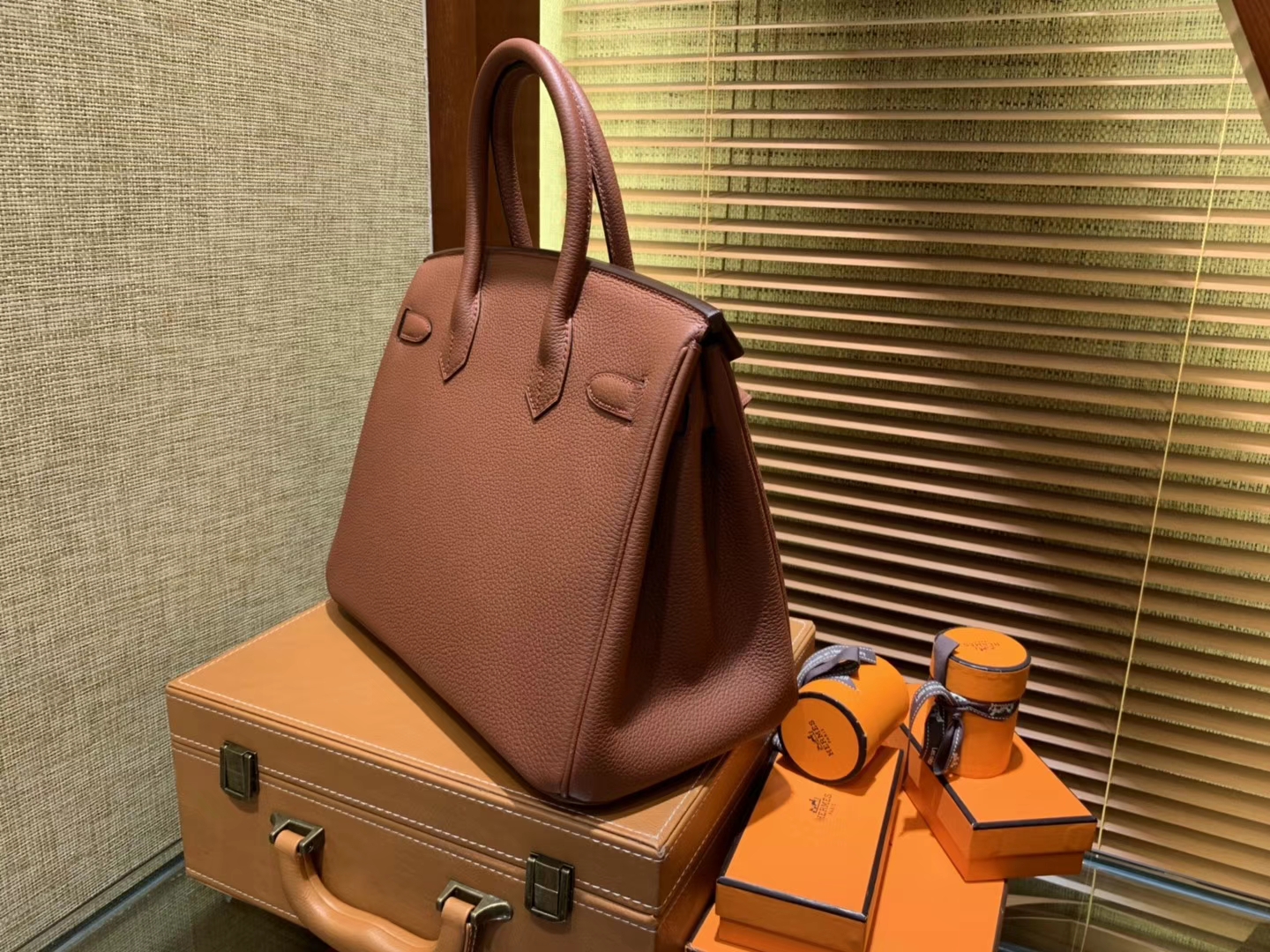 Hermès（爱马仕）Birkin 30cm ( 铂金包) Togo小牛皮 古铜色 原版蜜蜡线 全手工缝制