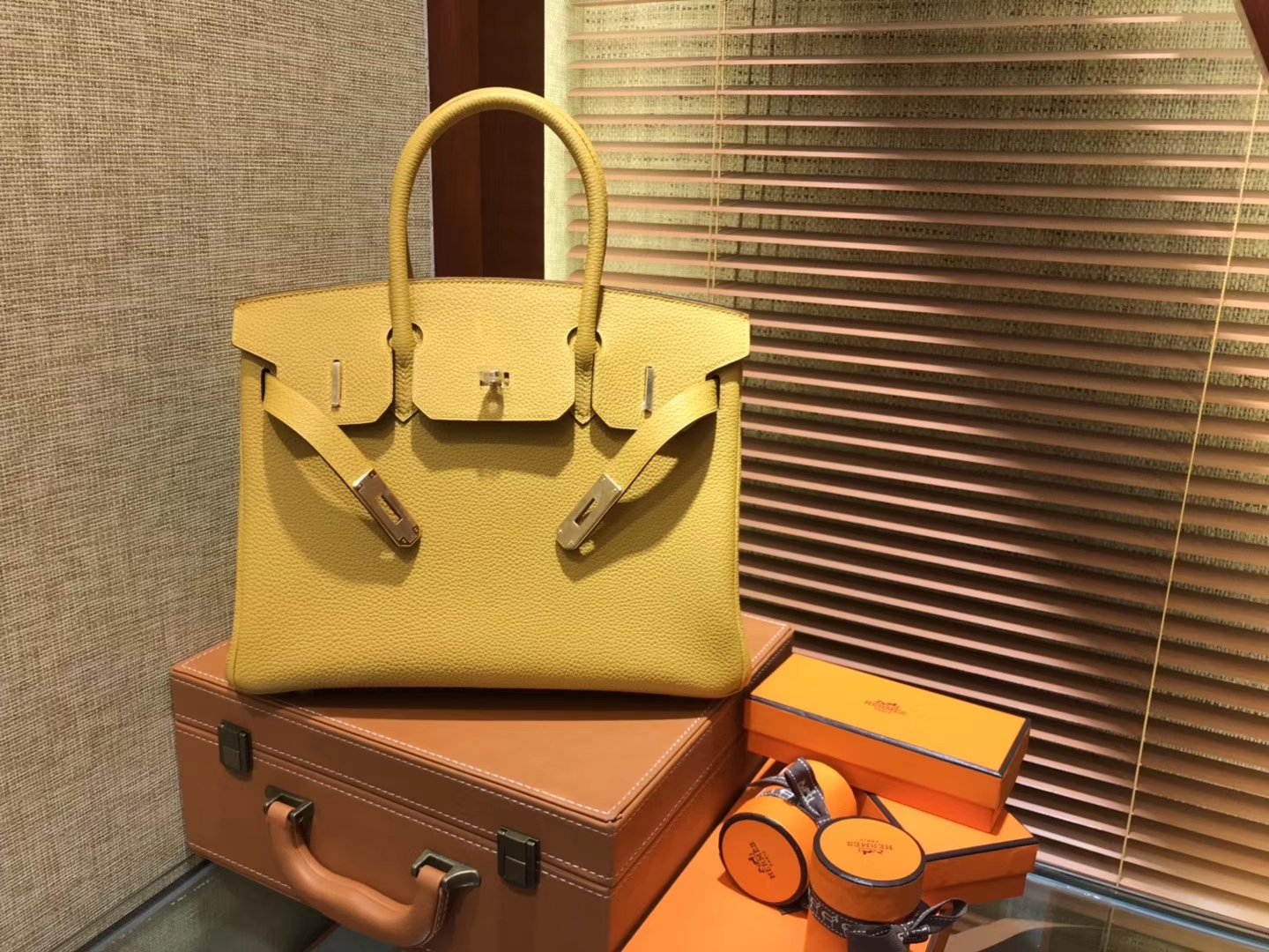 Hermès（爱马仕）Birkin 30cm ( 铂金包) Togo小牛皮 9D 琥珀黄 原版蜜蜡线 全手工缝制