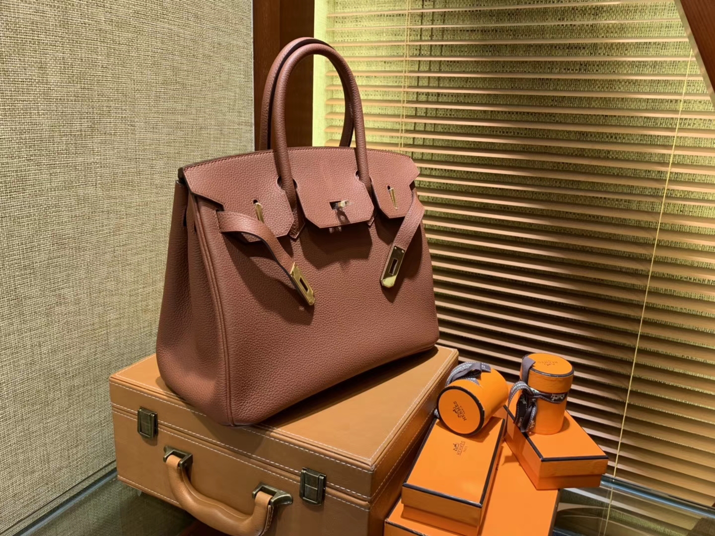 Hermès（爱马仕）Birkin 30cm ( 铂金包) Togo小牛皮 古铜色 原版蜜蜡线 全手工缝制