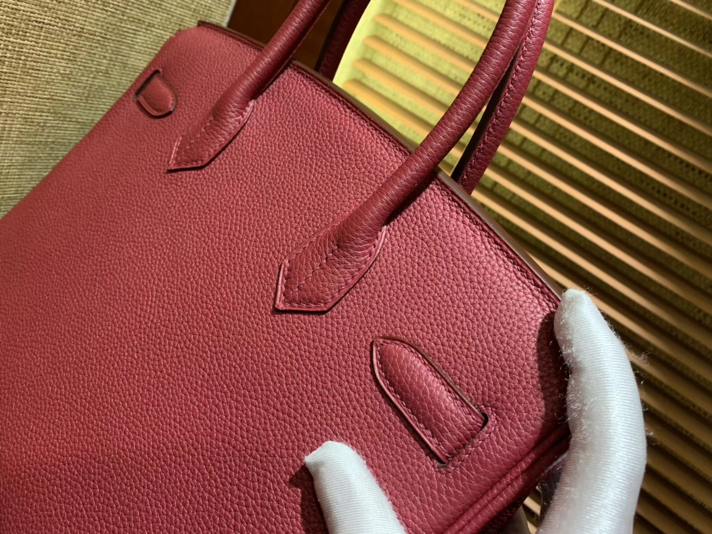 Hermès（爱马仕）Birkin 30cm ( 铂金包) Togo小牛皮 石榴红 原版蜜蜡线 全手工缝制