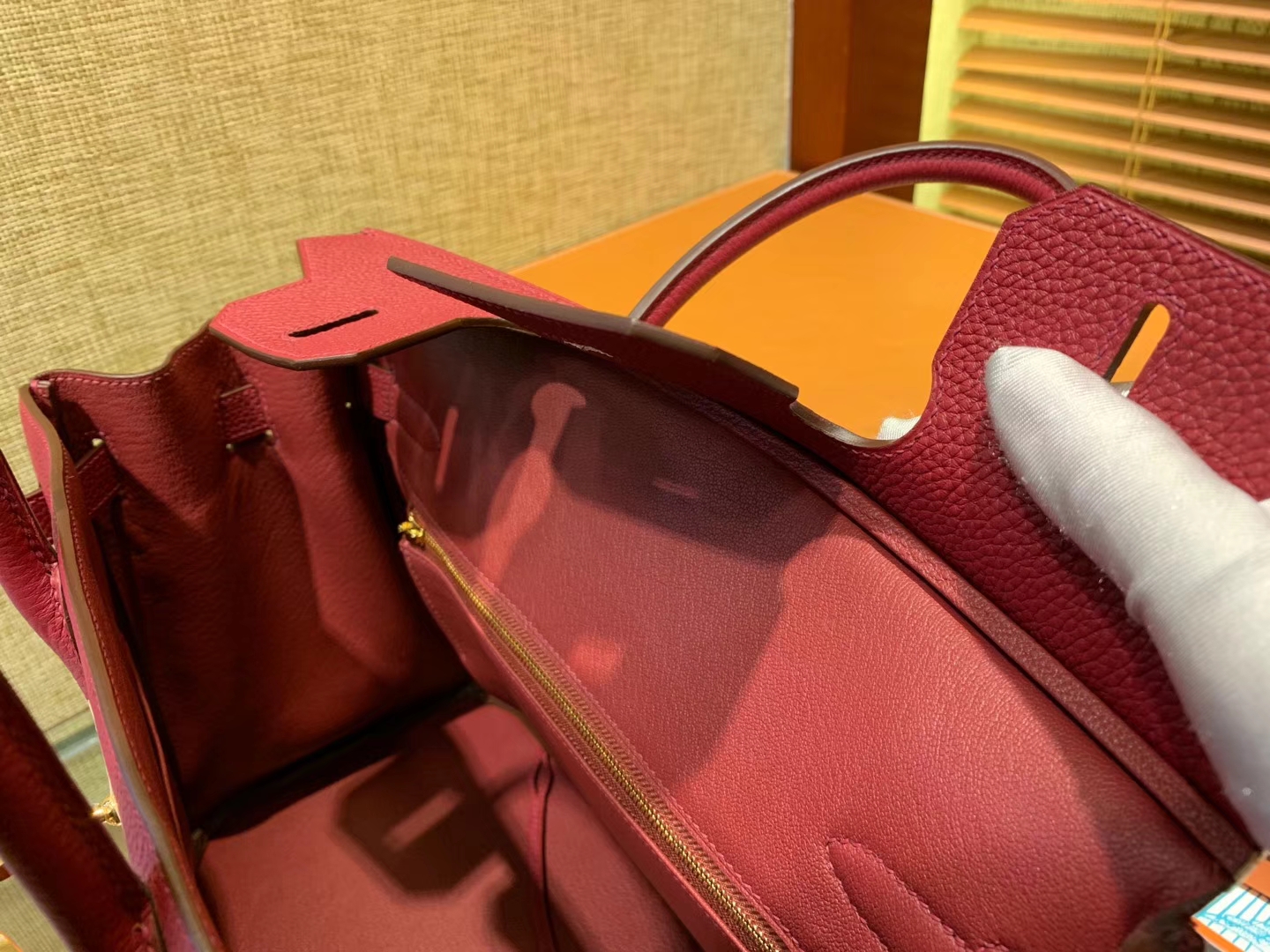 Hermès（爱马仕）Birkin 30cm ( 铂金包) Togo小牛皮 石榴红 原版蜜蜡线 全手工缝制