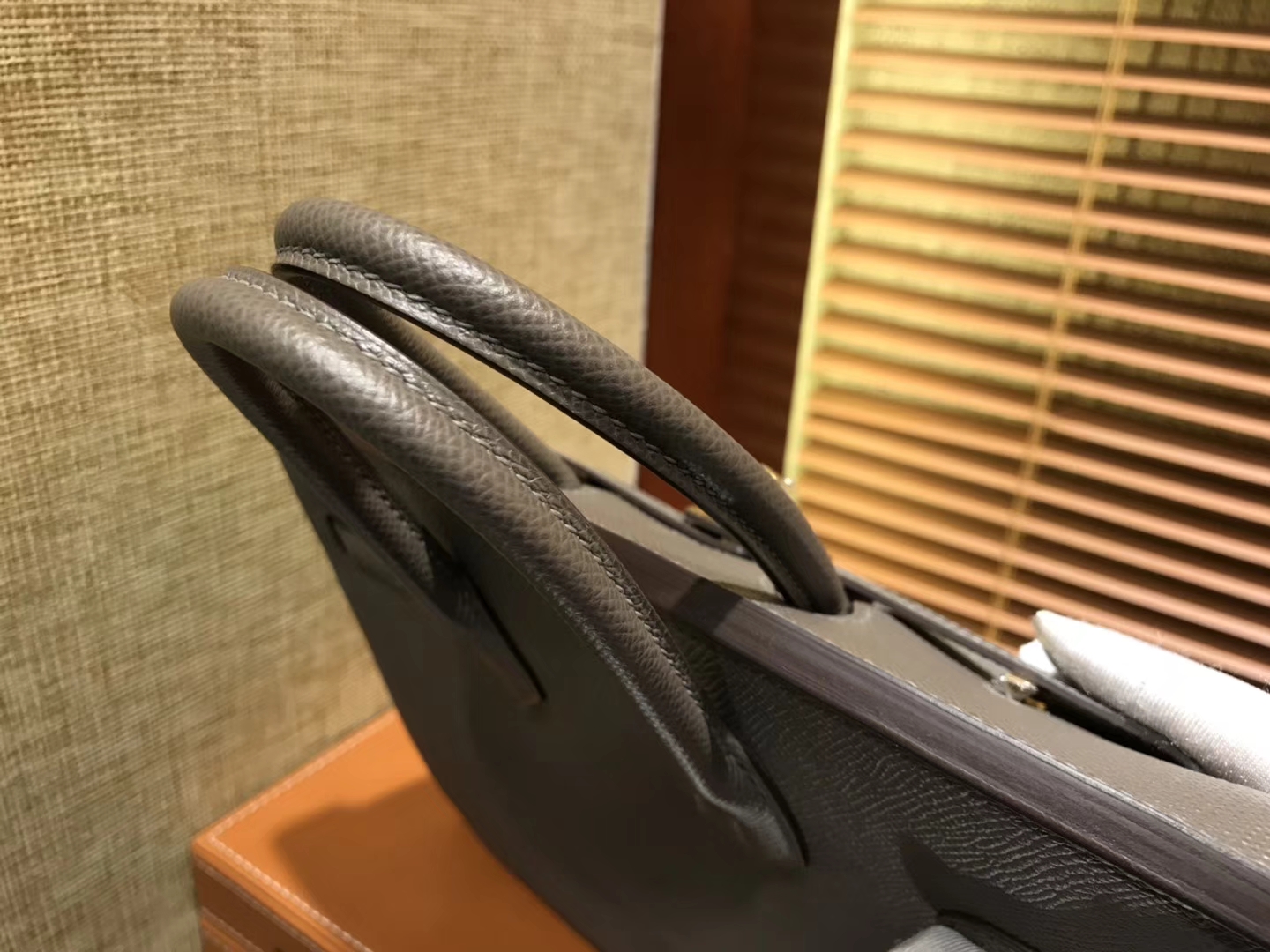 Hermès（爱马仕）Birkin 25cm ( 铂金包) 掌纹牛皮 锡器灰 原版蜜蜡线 全手工缝制