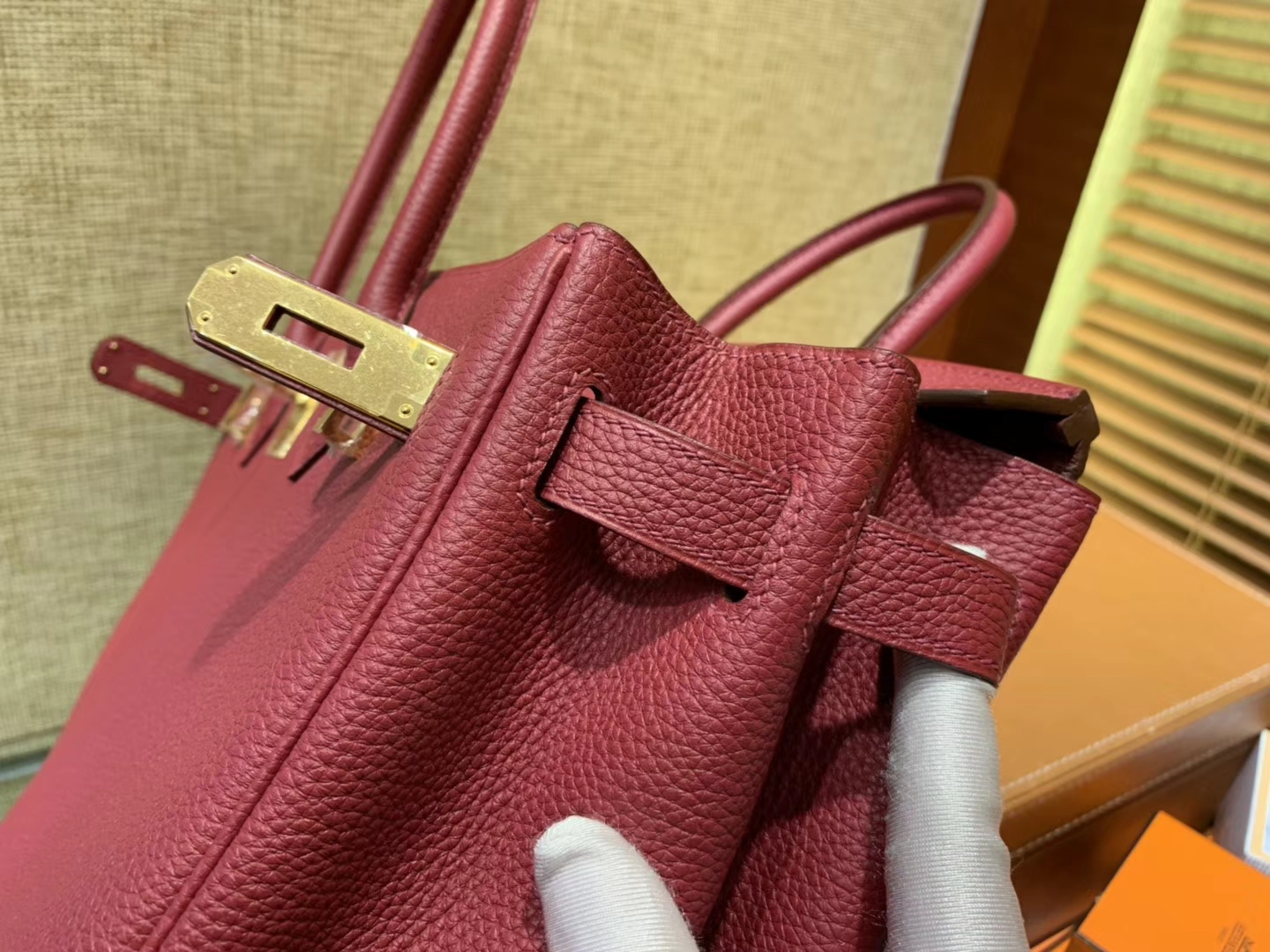 Hermès（爱马仕）Birkin 30cm ( 铂金包) Togo小牛皮 石榴红 原版蜜蜡线 全手工缝制