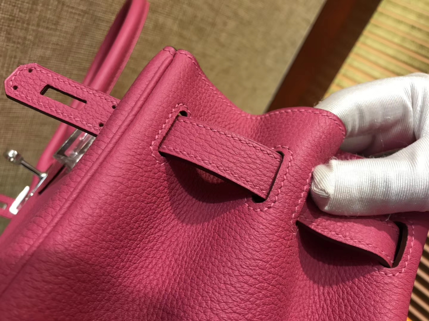Hermès（爱马仕）Birkin 30cm ( 铂金包) Togo小牛皮 玉兰粉 原版蜜蜡线 全手工缝制