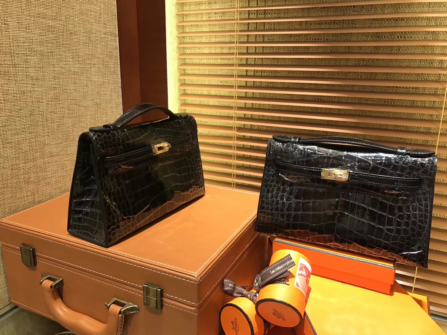 Hermès（爱马仕）MiniKelly 迷你凯莉 黑色 进口鳄鱼皮 顶级手缝工艺 金扣 22cm