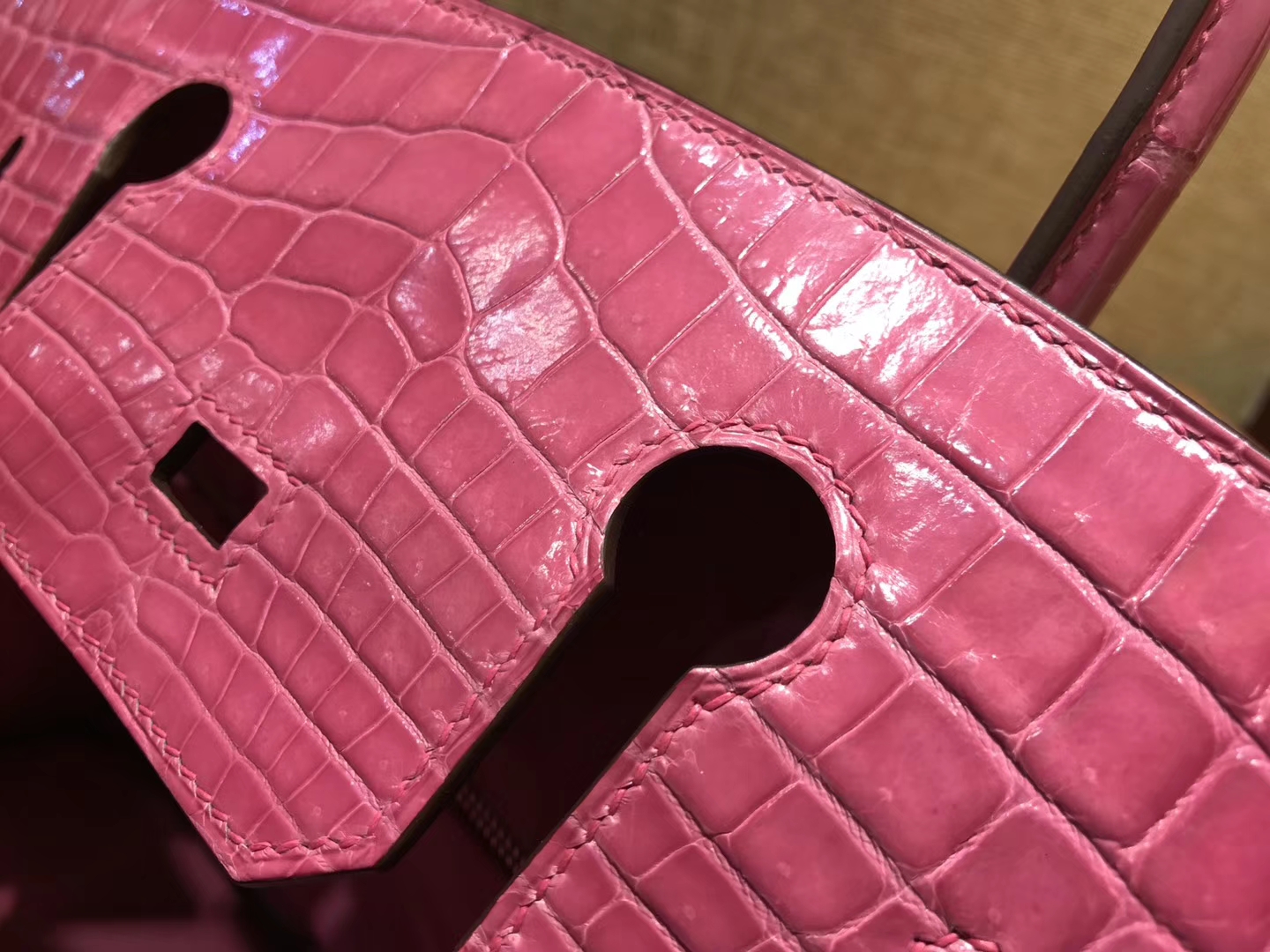 Hermès（爱马仕）Birkin铂金包 桃红色 一级皮 尼罗鳄鱼 进口原料 顶级手缝工艺 30cm