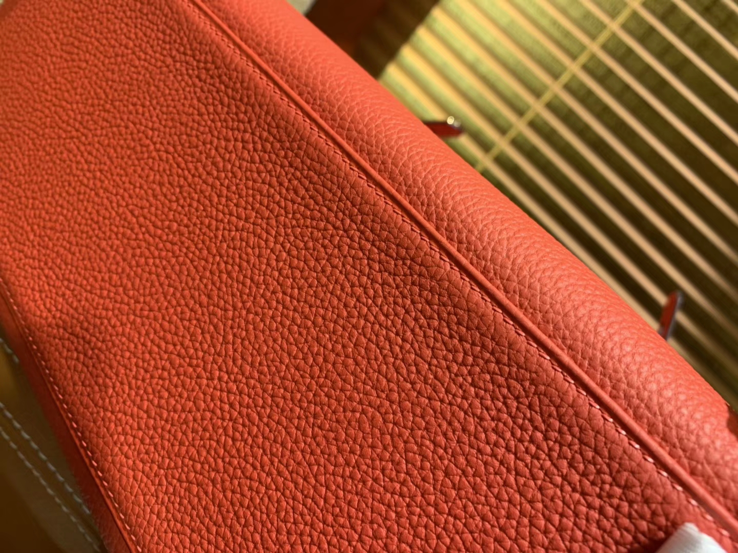Hermès（爱马仕）Kelly凯莉包 togo小牛皮 中国红 进口原料 原版蜜蜡线 金扣 28cm