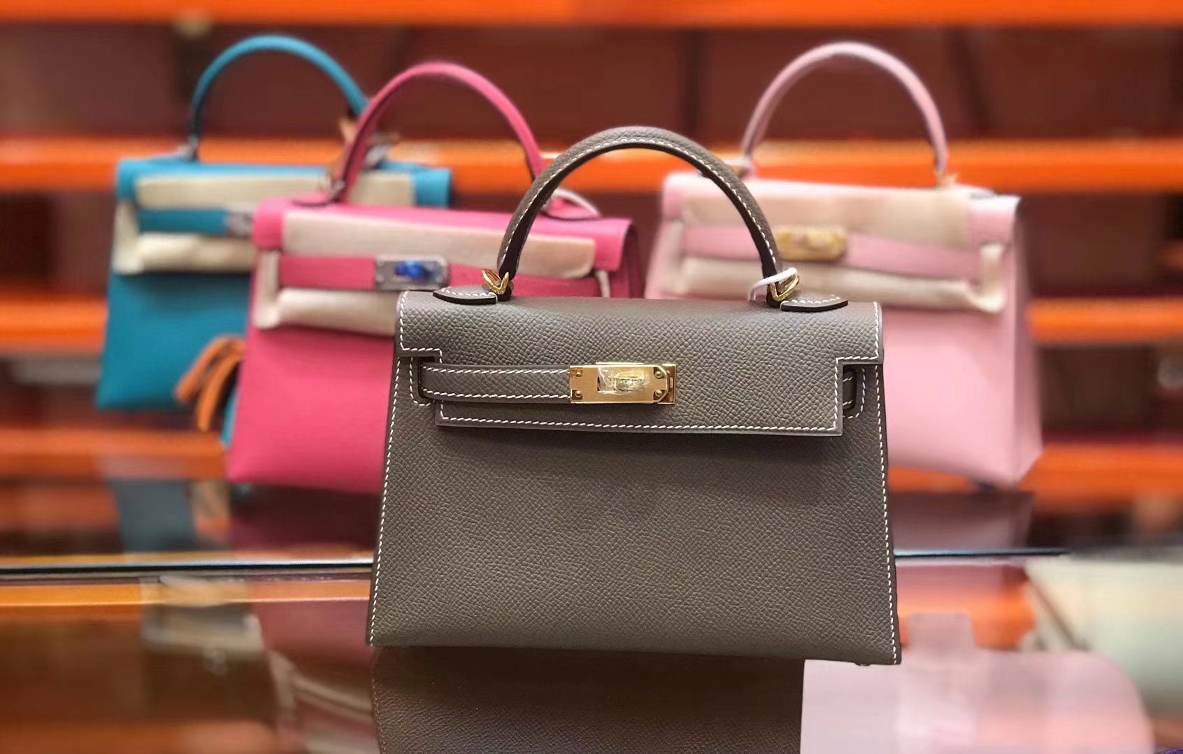 Hermès（爱马仕）Birkin铂金包 mini kelly 大象灰 进口掌纹小牛皮 金扣 顶级手工缝制 19cm