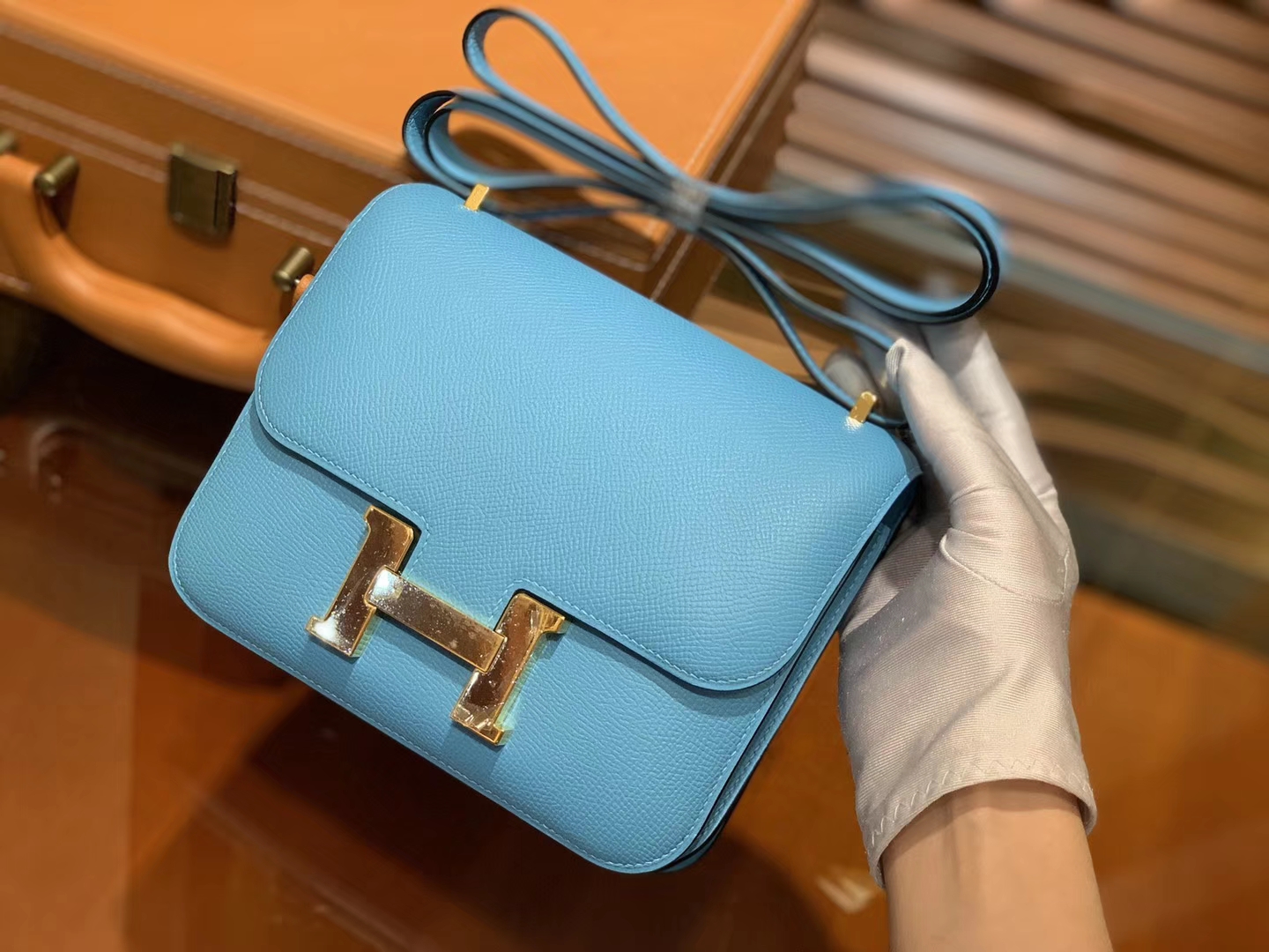 Hermès（爱马仕）Constance空姐包 北方蓝 顶级全手工缝制 18cm