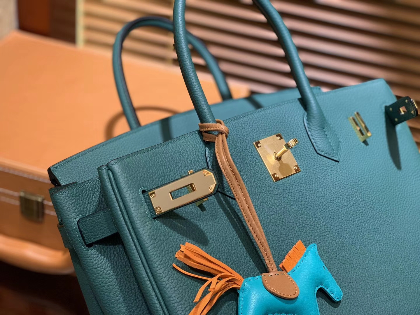 Hermès（爱马仕）Birkin铂金包 孔雀绿 德国进口小牛皮 顶级品质全手工缝制 金扣 30cm