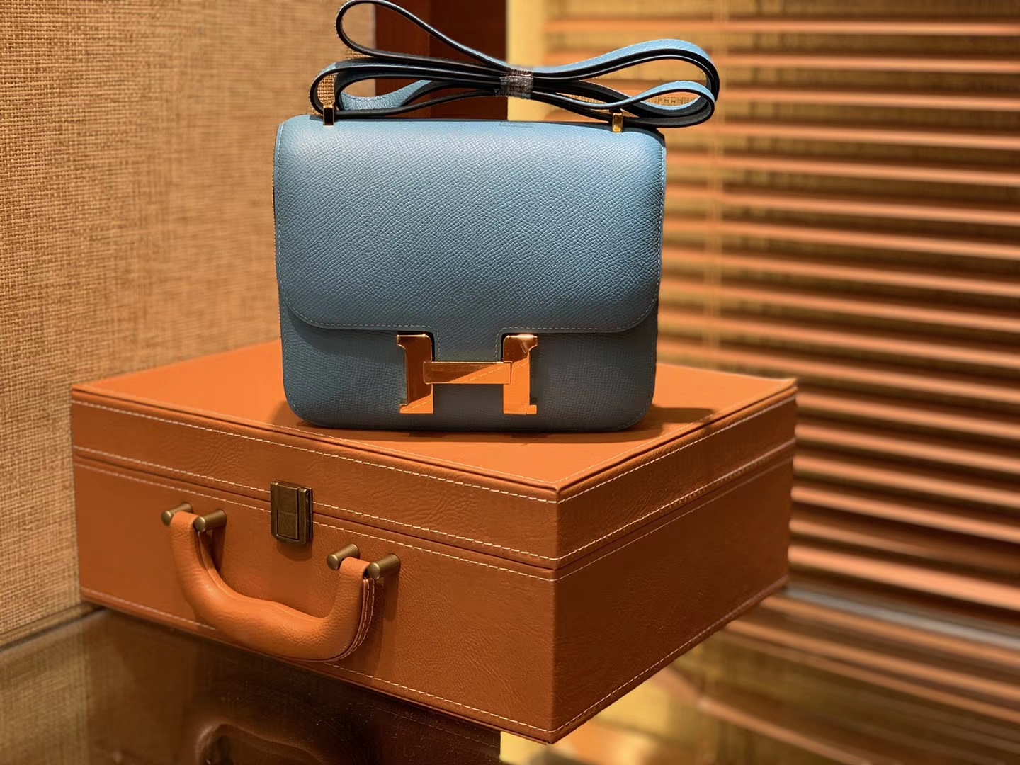 Hermès（爱马仕）Constance空姐包 北方蓝 顶级全手工缝制 18cm