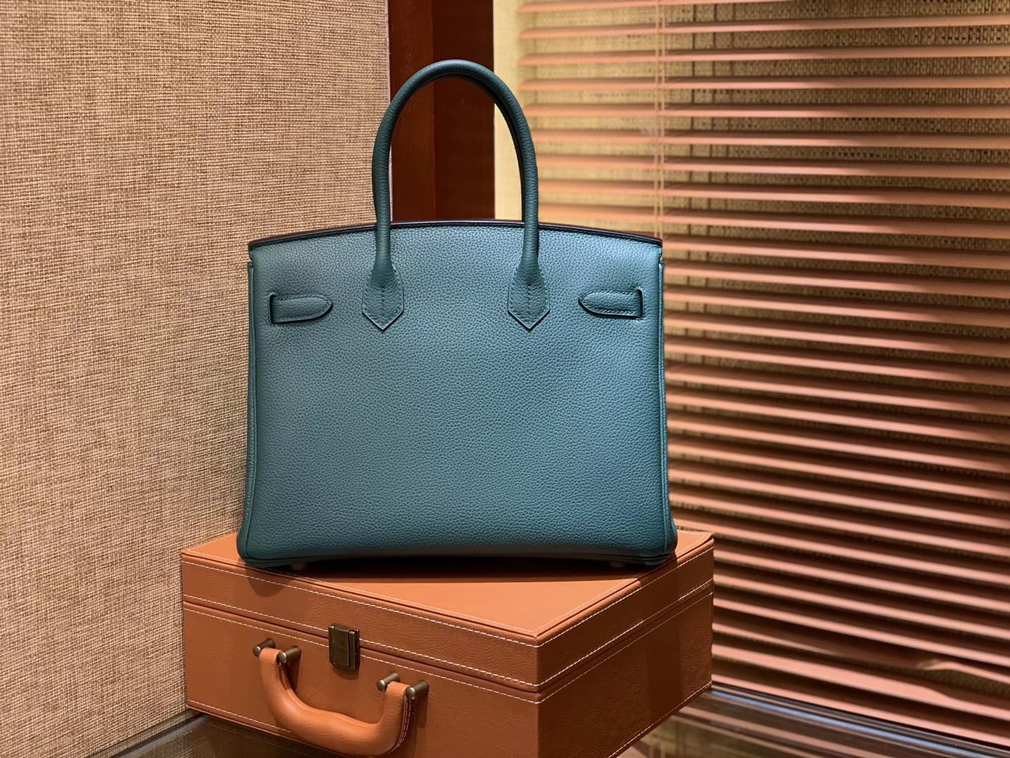 Hermès（爱马仕）Birkin铂金包 孔雀绿 德国进口小牛皮 顶级品质全手工缝制 金扣 30cm