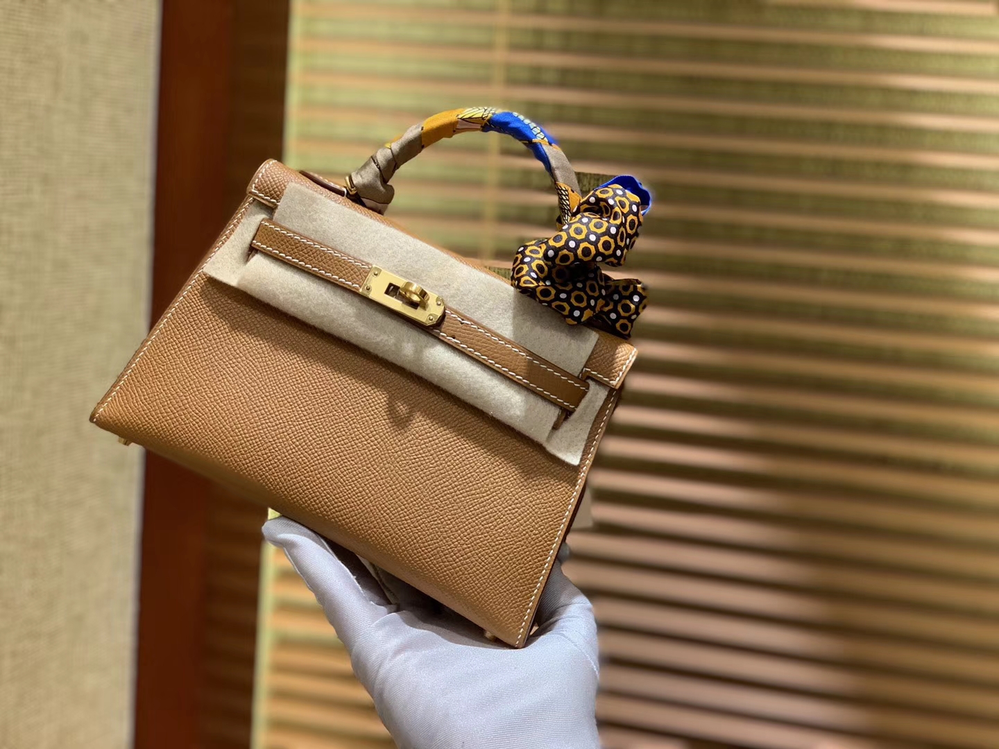 Hermès（爱马仕）MiniKelly 迷你凯莉 金棕色 德国掌纹牛皮 原版蜜蜡 全手工缝制 2代 19cm