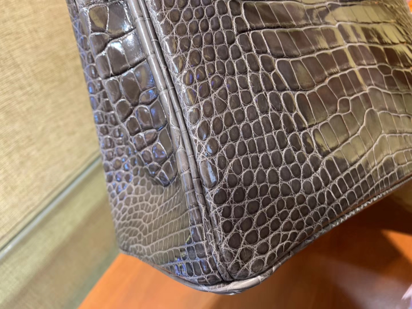 Hermès（爱马仕）Birkin铂金包 锡器灰 一级皮 美洲鳄鱼 进口原料 顶级手缝工艺 25cm