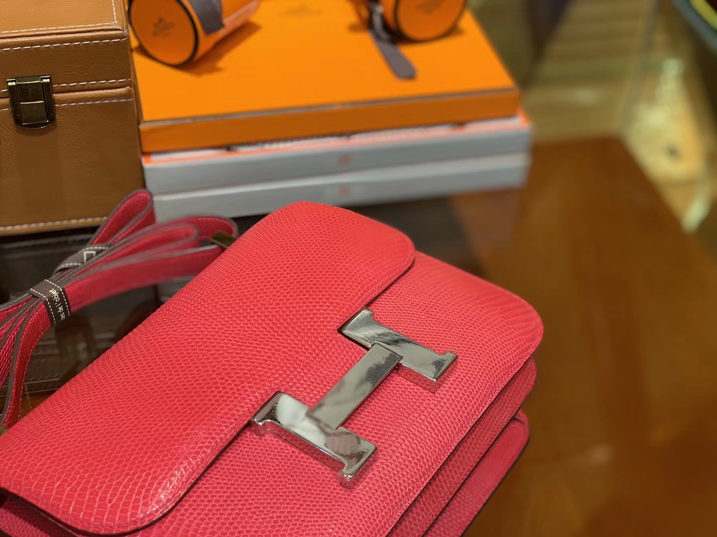 Hermès（爱马仕）Constance 23cm 桃红色 蜥蜴皮 顶级手缝工艺 银扣