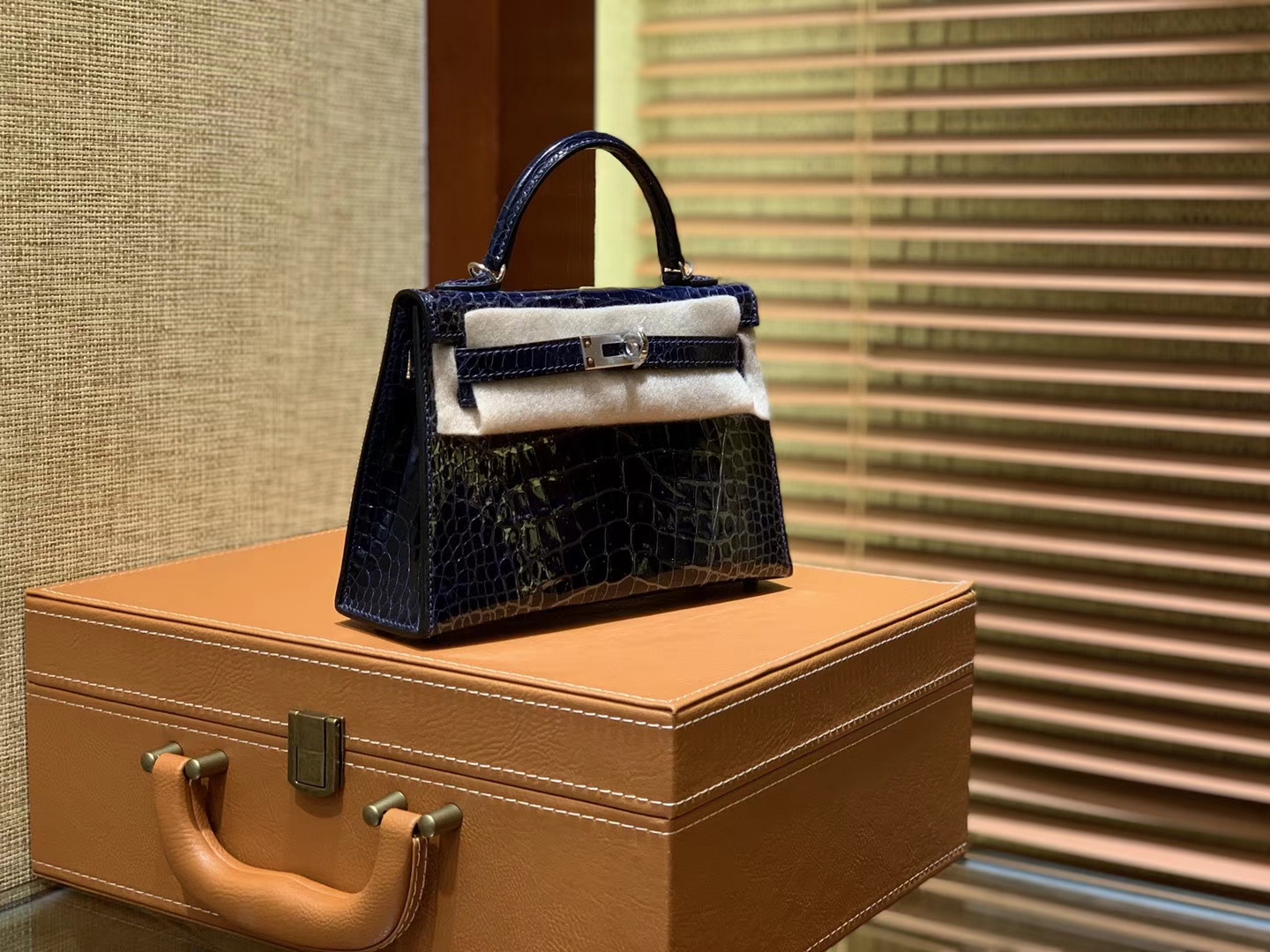 Hermès（爱马仕）MiniKelly 迷你凯莉 午夜蓝 一级尼罗鳄鱼皮 全手工缝制 2代 19cm