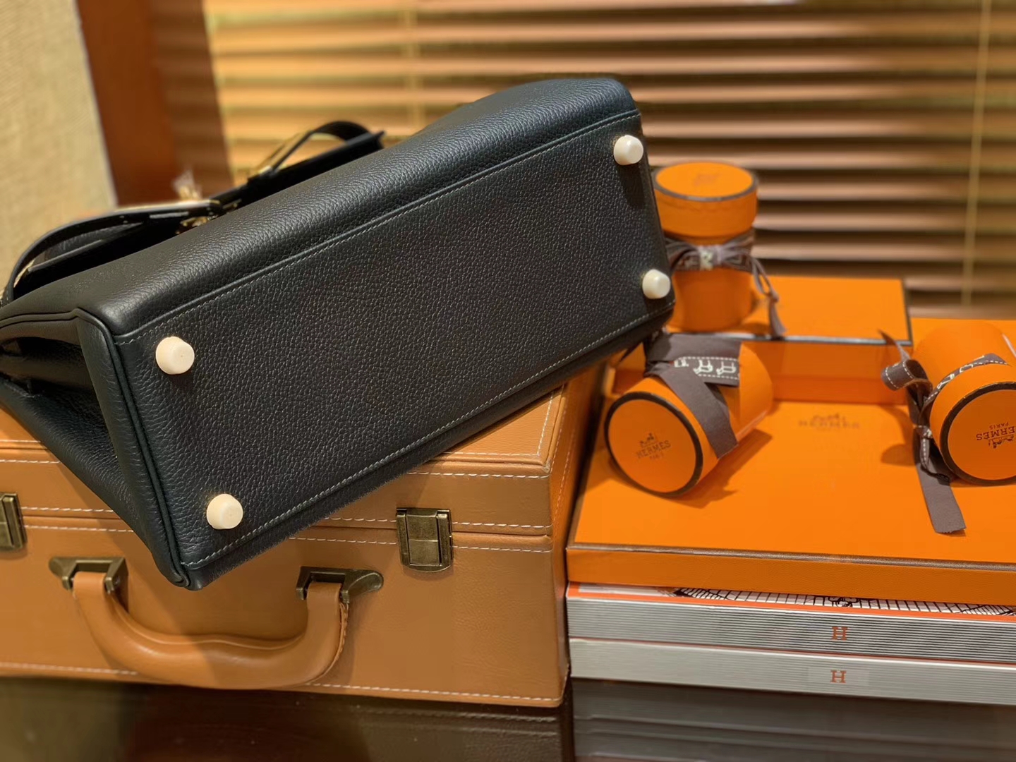 Hermès（爱马仕）Kelly凯莉包 togo小牛皮 松柏绿 进口原料 原版蜜蜡线 金扣 28cm