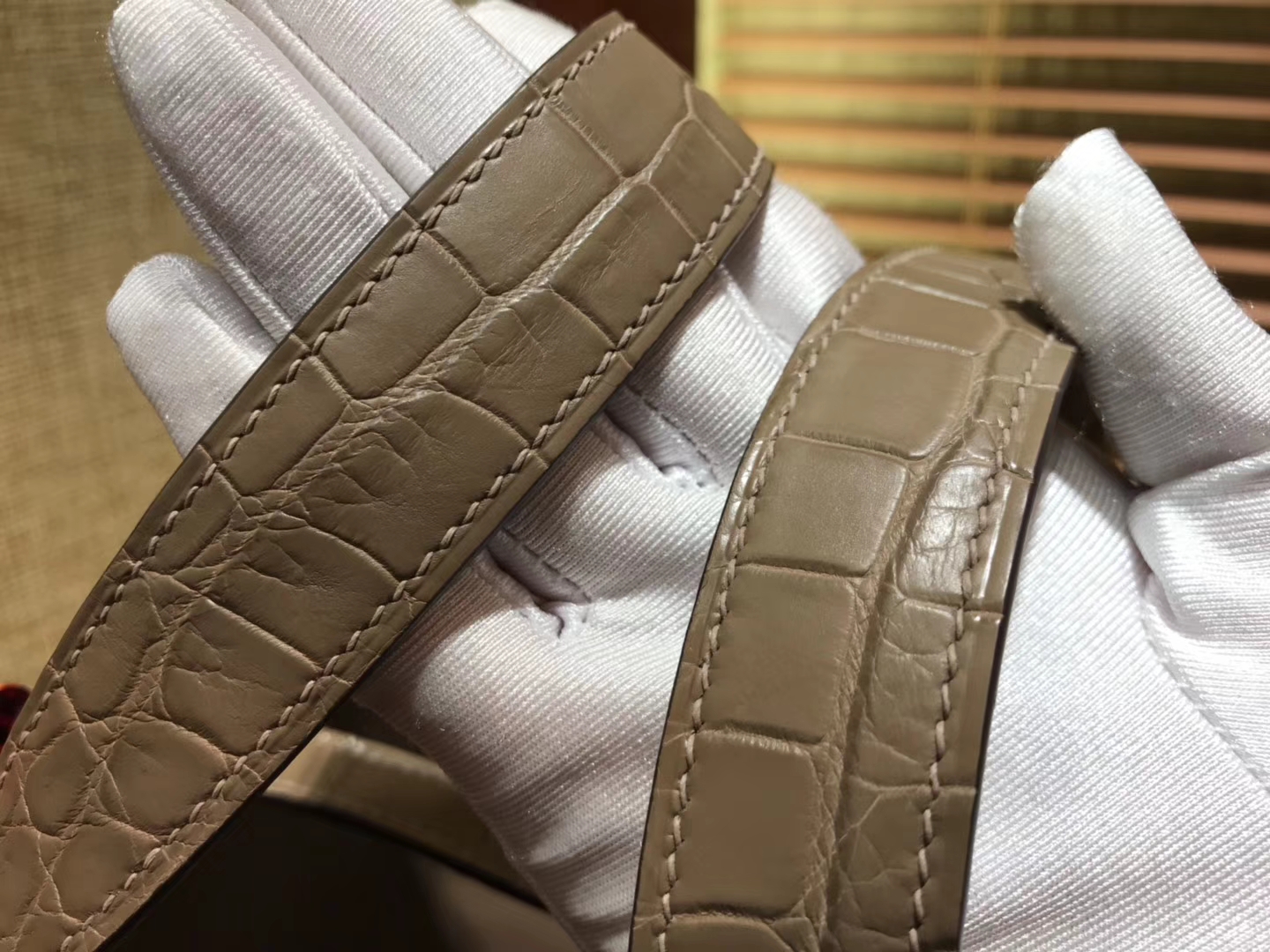 Hermès（爱马仕）Picotin 菜篮子 鳄鱼皮 斑鸠灰 全手工缝制 18cm