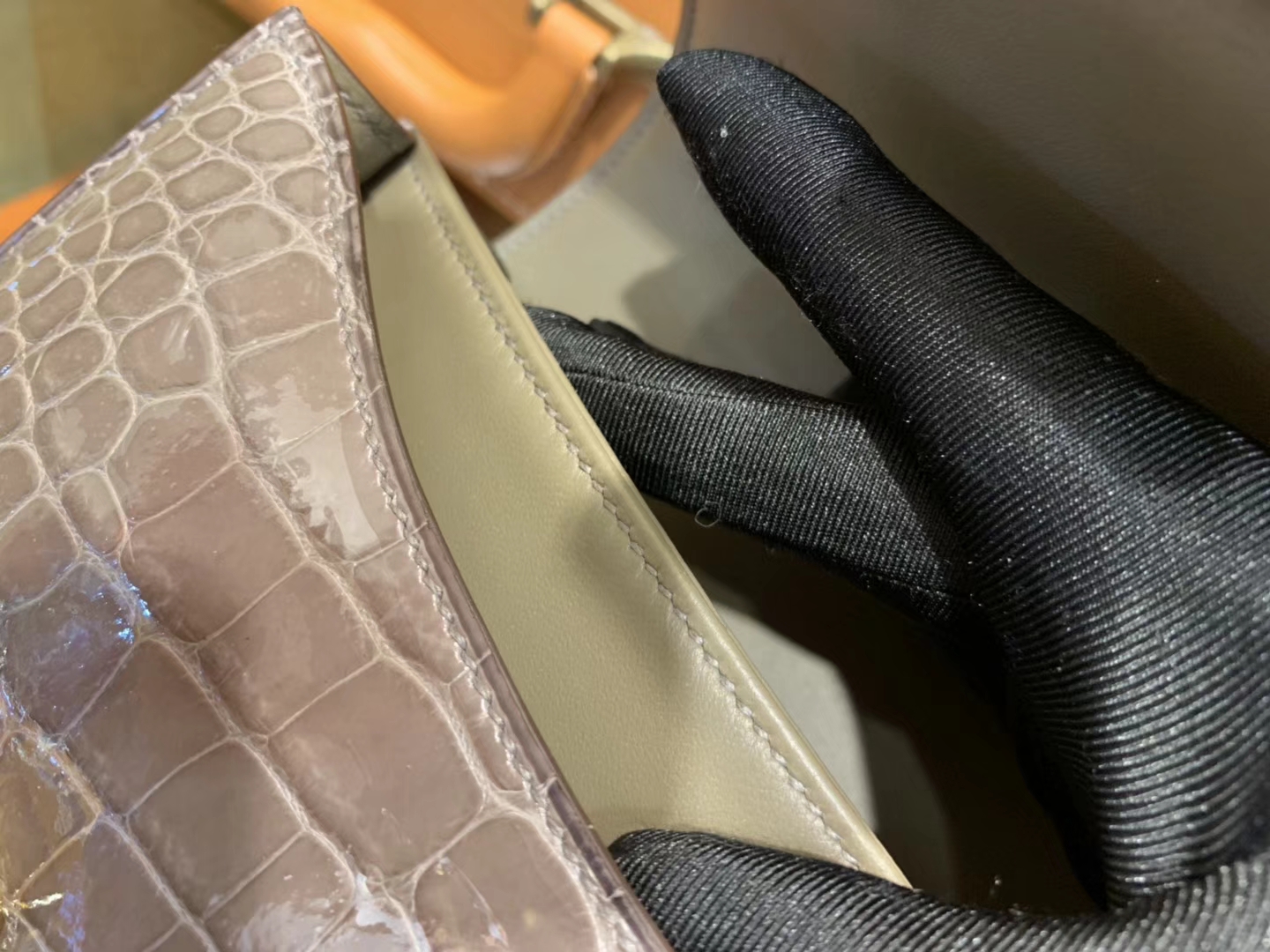 Hermès（爱马仕）Constance空姐包 大象灰 一级 美洲 鳄鱼皮 臻品级别 金扣 18cm