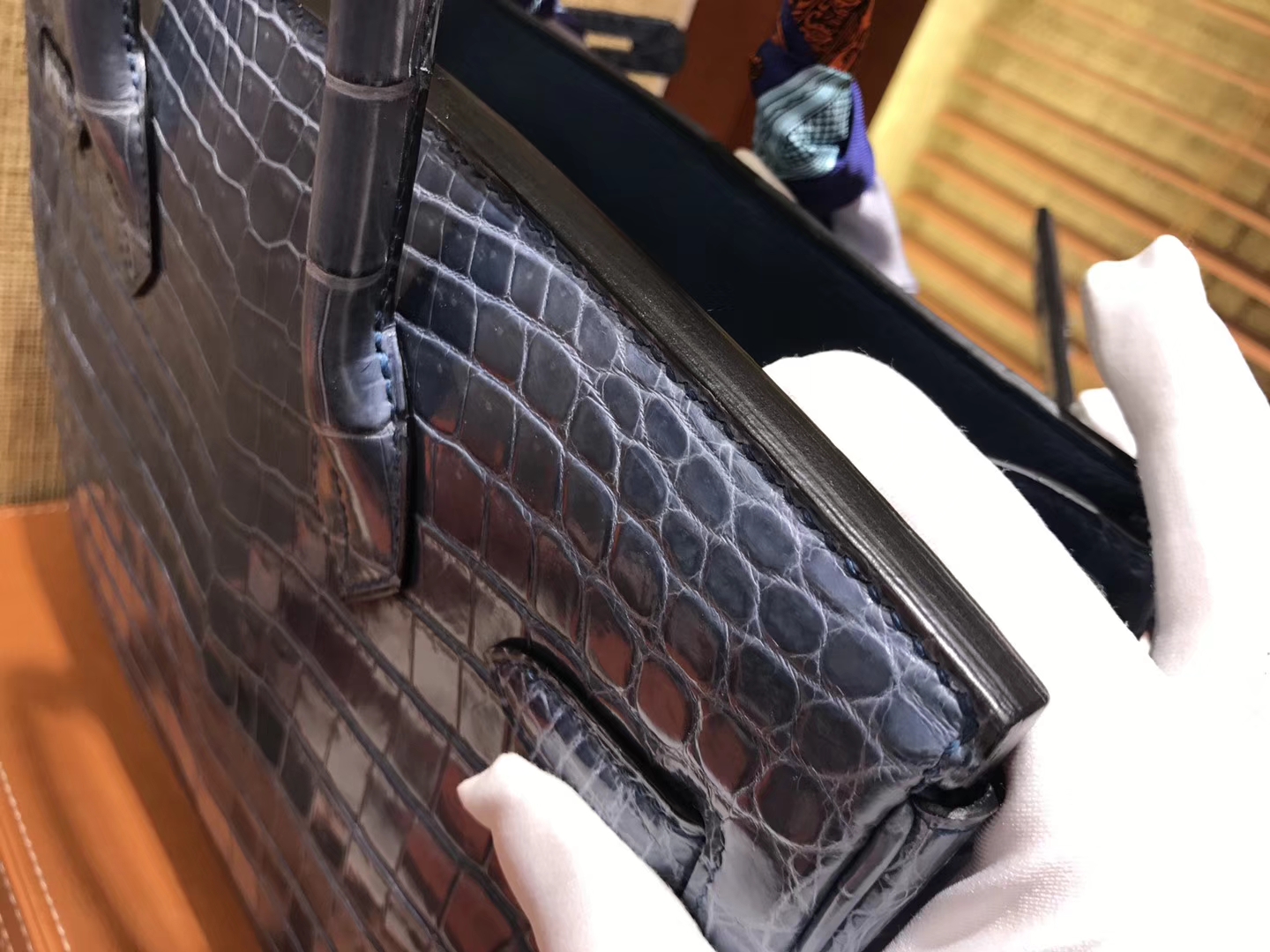 Hermès（爱马仕）Birkin 牛仔蓝 一级尼罗鳄鱼皮 顶级工艺全手工制作 30cm