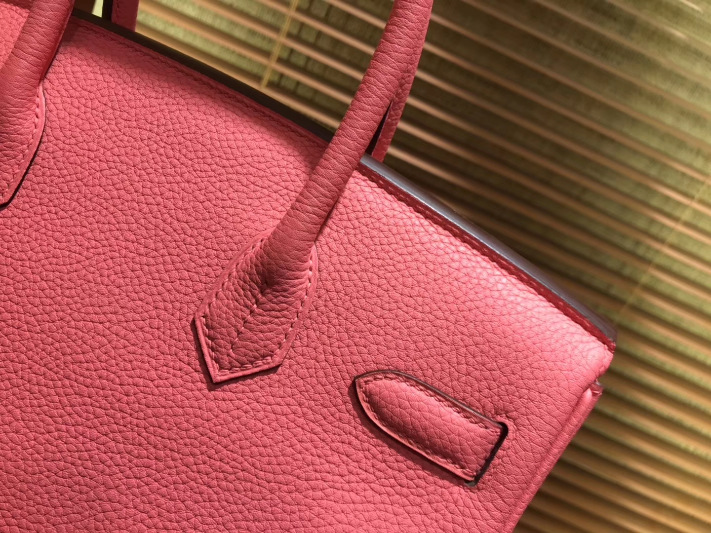 Hermès（爱马仕）Birkin铂金包 唇膏粉 德国进口小牛皮 顶级品质全手工缝制 金扣 30cm
