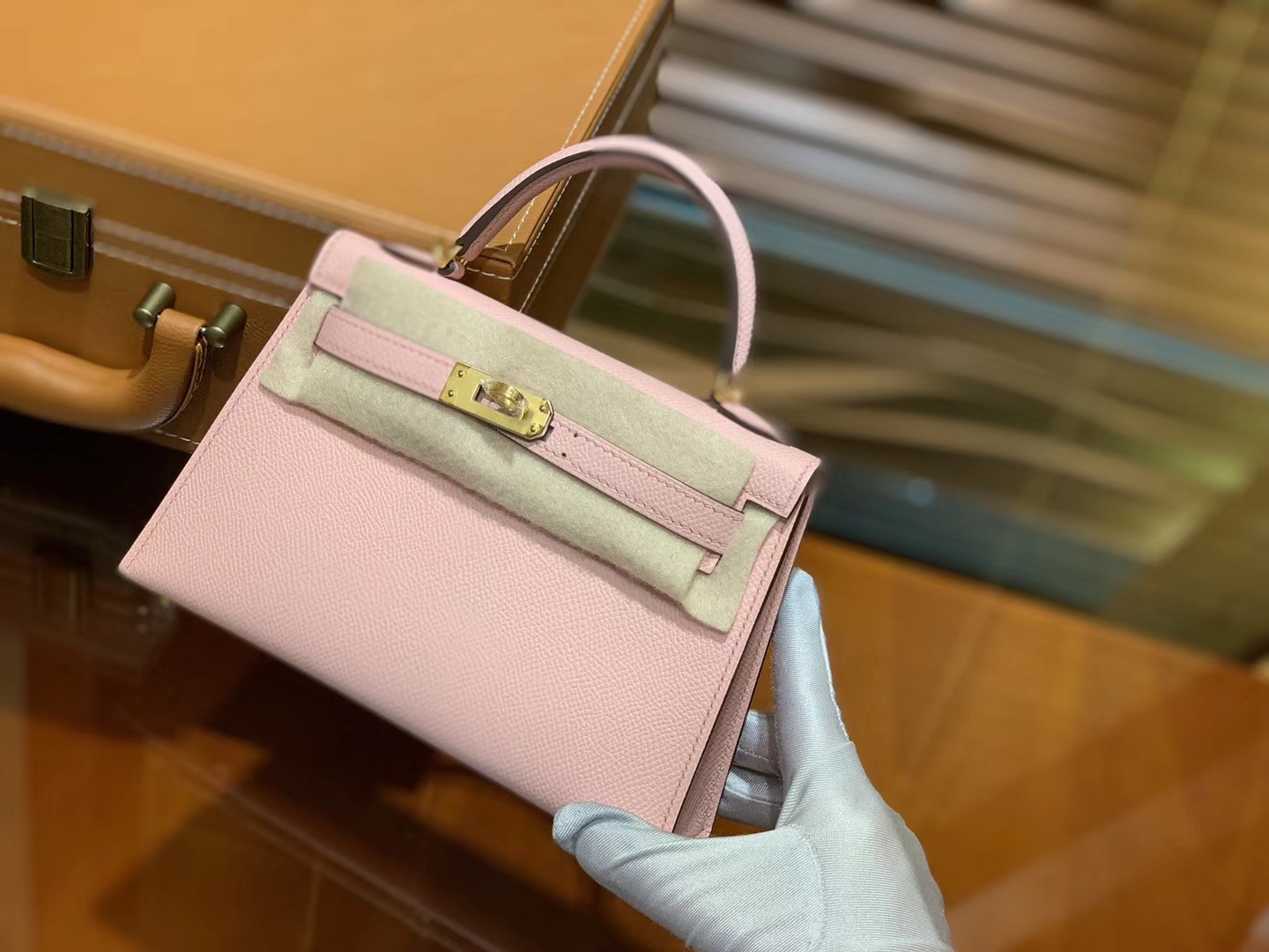 Hermès（爱马仕）MiniKelly 迷你凯莉 新樱花粉 Q粉 德国掌纹牛皮 原版蜜蜡 全手工缝制 2代 19cm