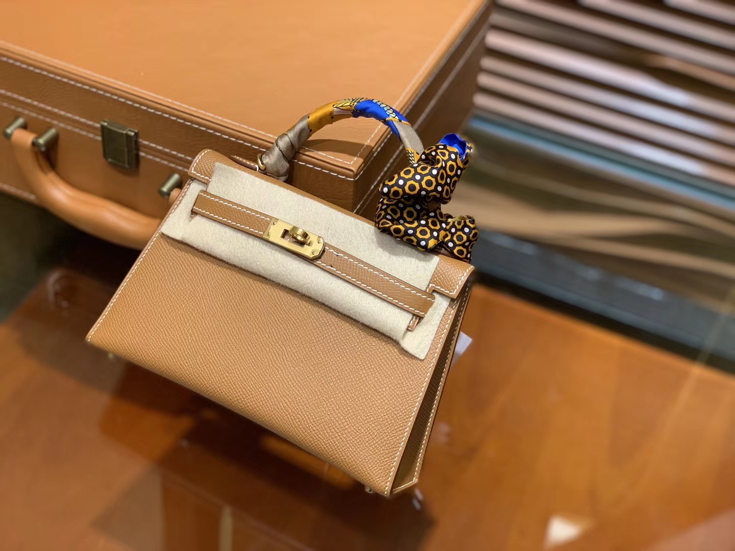 Hermès（爱马仕）MiniKelly 迷你凯莉 金棕色 德国掌纹牛皮 原版蜜蜡 全手工缝制 2代 19cm
