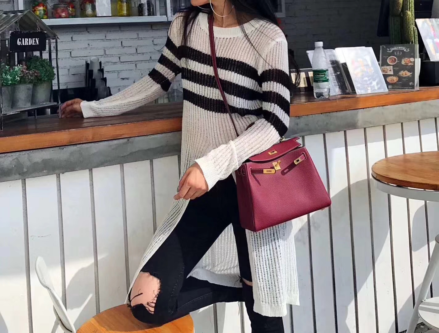 Hermès（爱马仕）Kelly凯莉包 togo小牛皮 石榴红 进口原料 原版蜜蜡线 金扣 28cm
