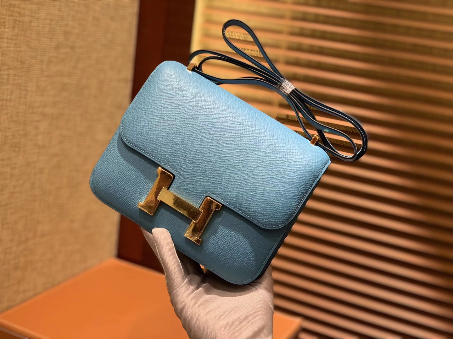 Hermès（爱马仕）Constance空姐包 北方蓝 顶级全手工缝制 18cm
