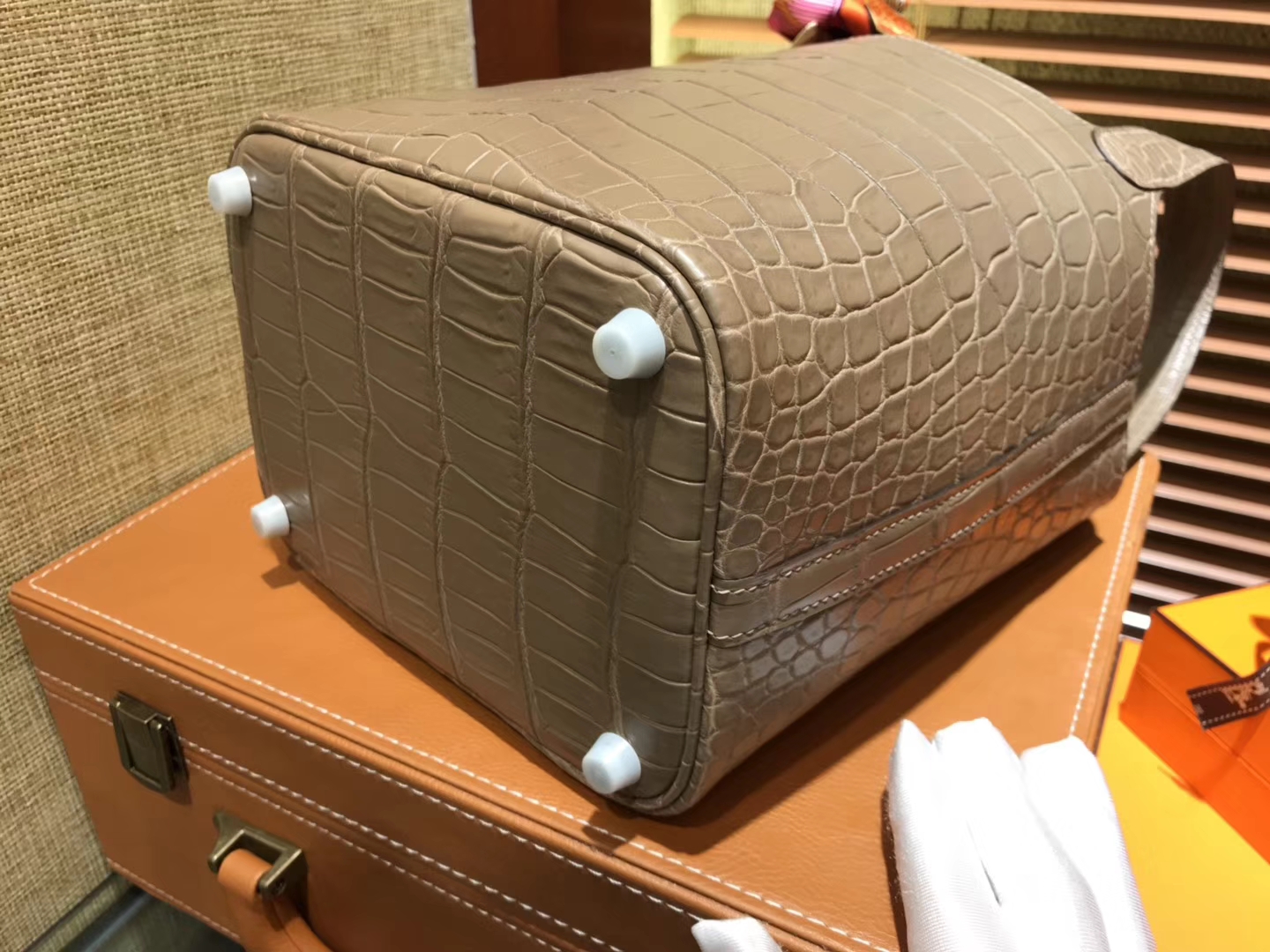 Hermès（爱马仕）Picotin 菜篮子 鳄鱼皮 斑鸠灰 全手工缝制 18cm