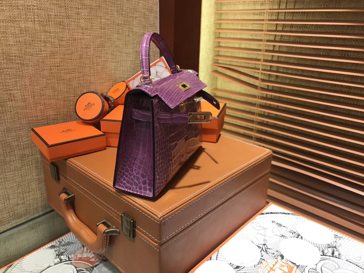 Hermès（爱马仕）MiniKelly 迷你凯莉 焉尾紫 一级美洲鳄鱼皮 顶级手缝蜡线 金扣 19cm 2代