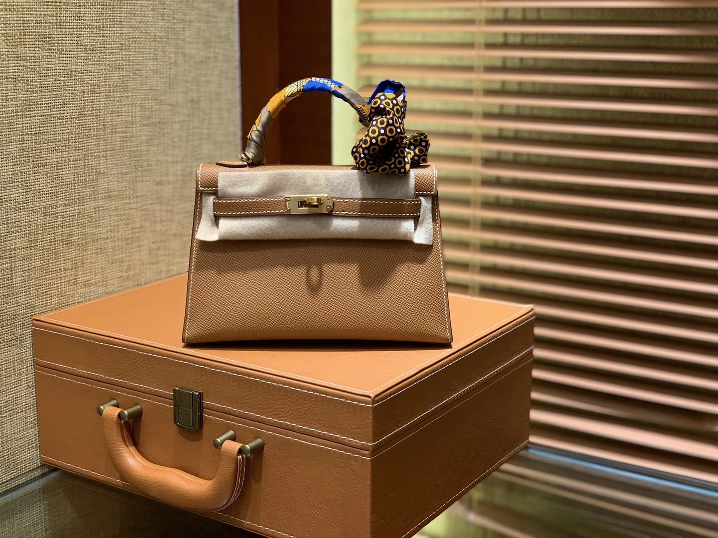 Hermès（爱马仕）MiniKelly 迷你凯莉 金棕色 德国掌纹牛皮 原版蜜蜡 全手工缝制 2代 19cm
