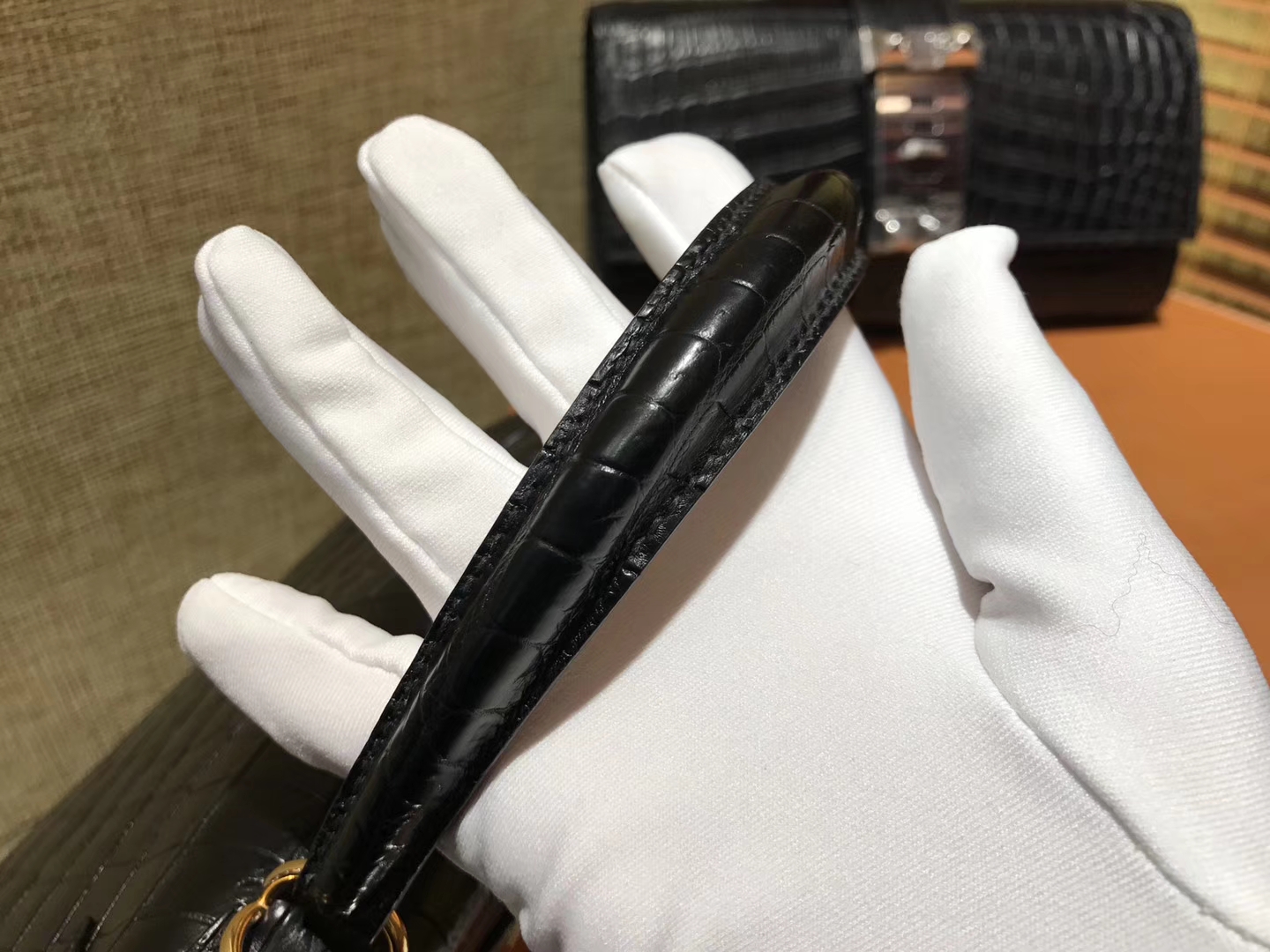Hermès（爱马仕）Kelly 凯莉包 经典黑 尼罗雾面 一级鳄鱼皮 顶级全手工缝制 金扣 28cm