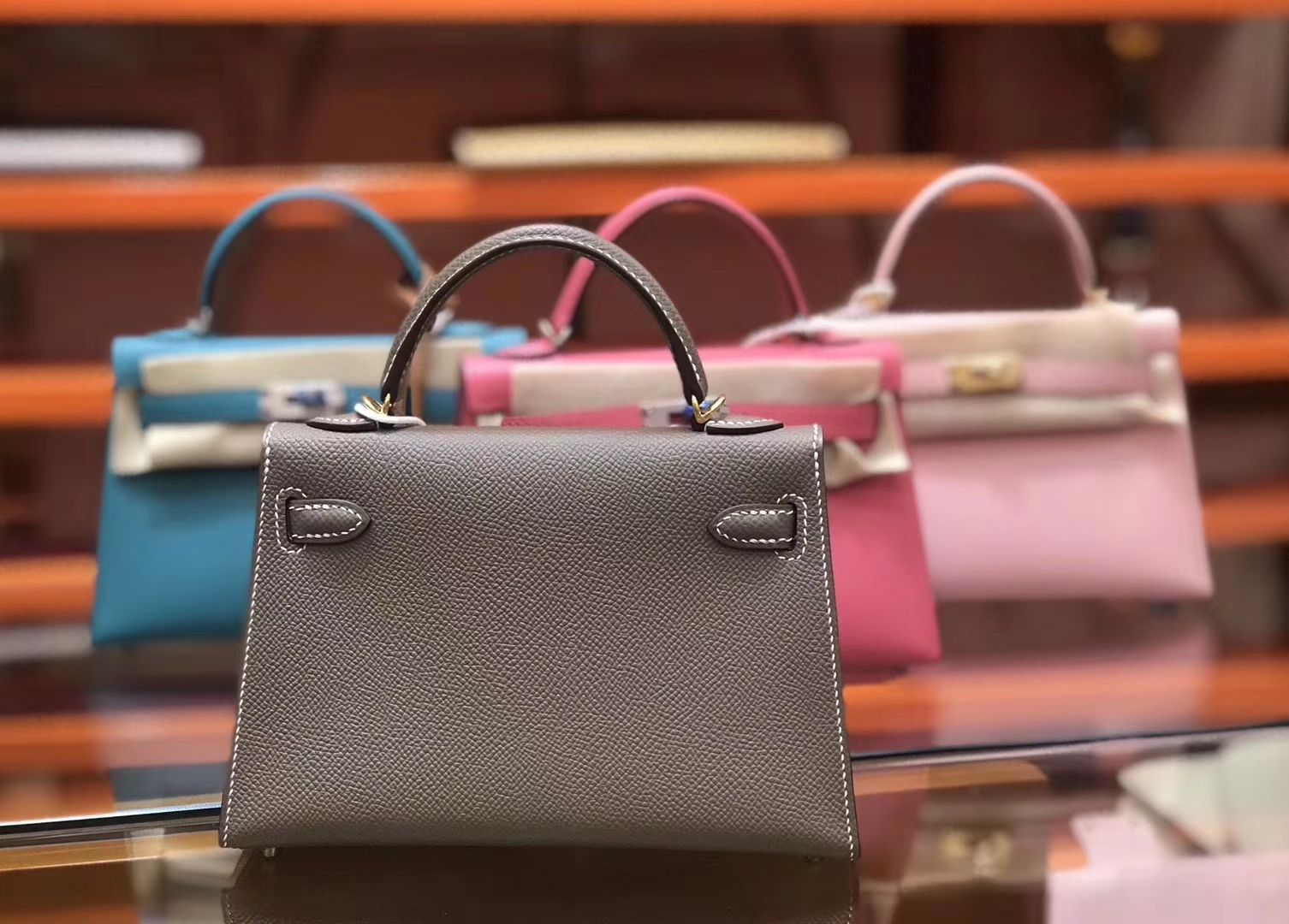 Hermès（爱马仕）Birkin铂金包 mini kelly 大象灰 进口掌纹小牛皮 金扣 顶级手工缝制 19cm