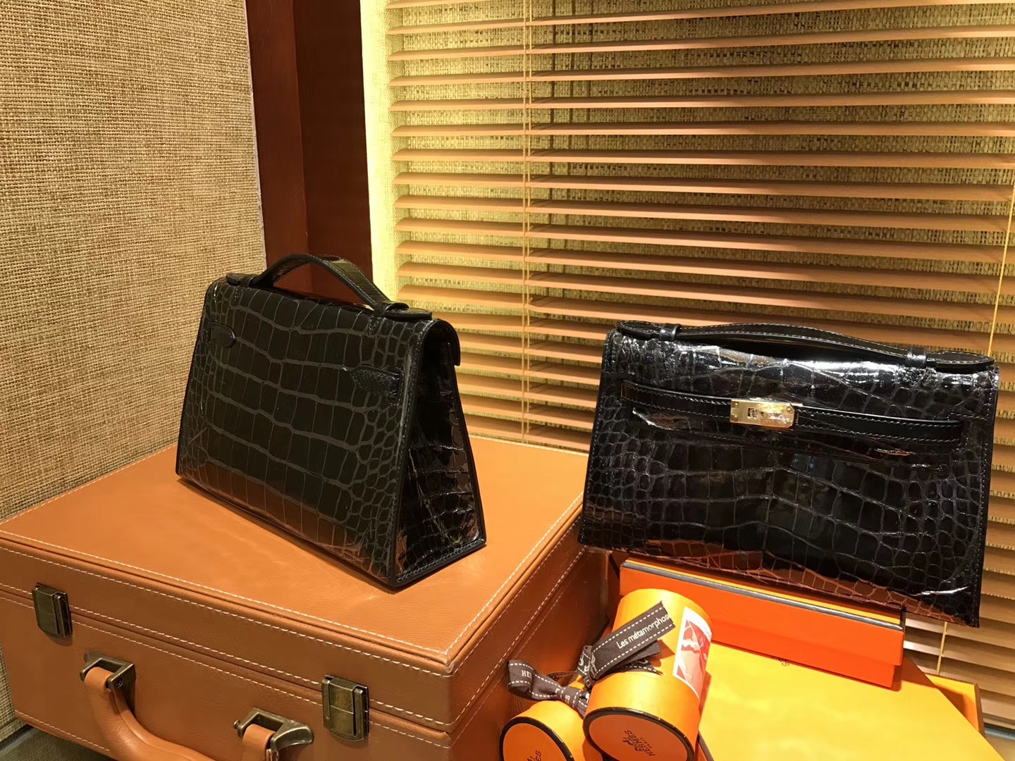 Hermès（爱马仕）MiniKelly 迷你凯莉 黑色 进口鳄鱼皮 顶级手缝工艺 金扣 22cm