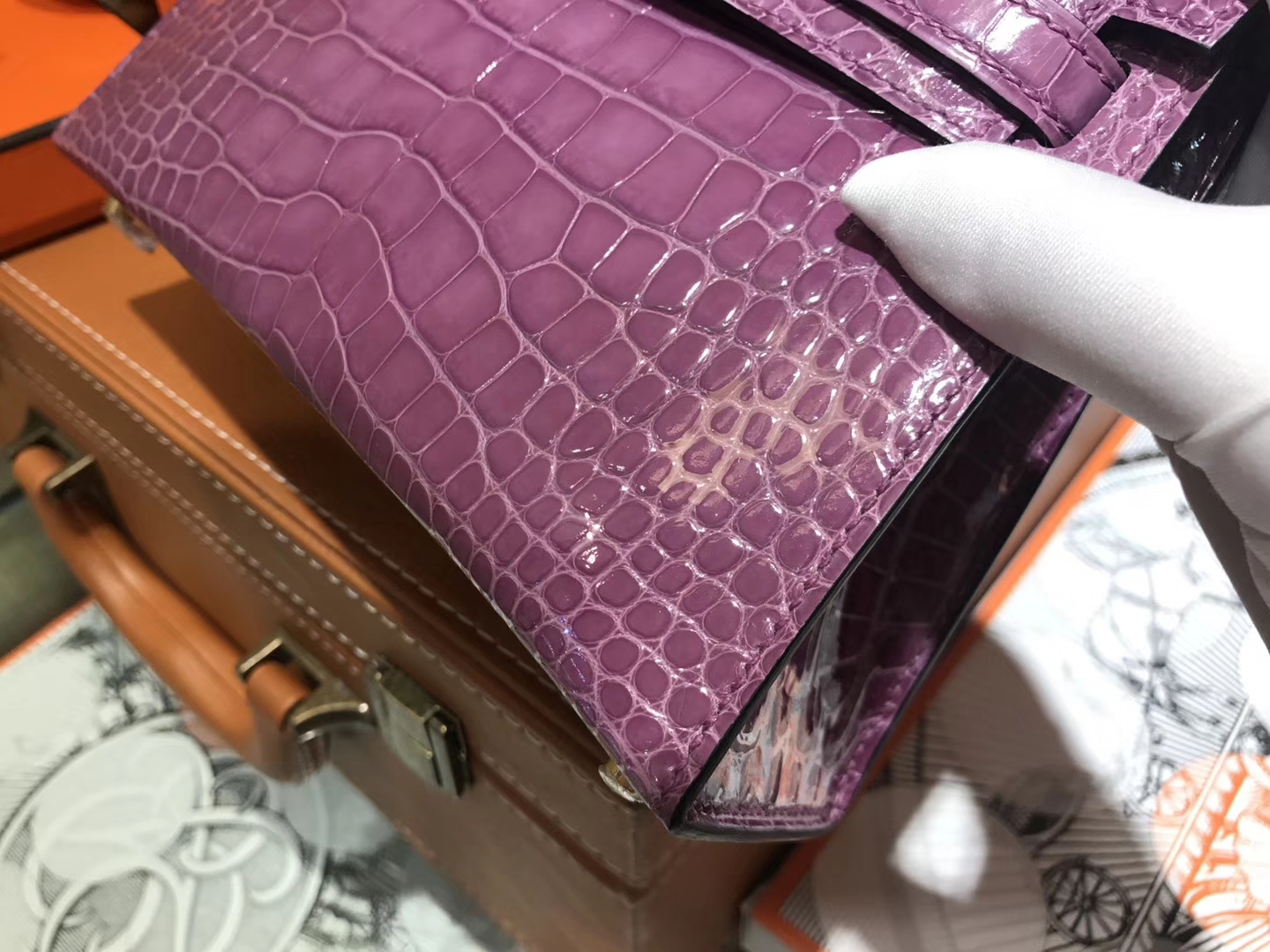 Hermès（爱马仕）MiniKelly 迷你凯莉 焉尾紫 一级美洲鳄鱼皮 顶级手缝蜡线 金扣 19cm 2代