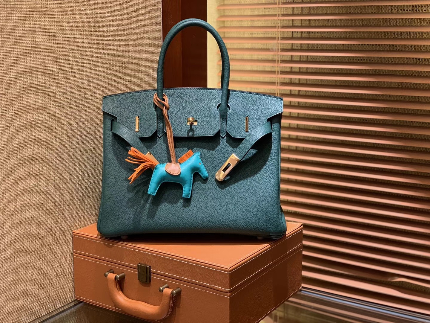 Hermès（爱马仕）Birkin铂金包 孔雀绿 德国进口小牛皮 顶级品质全手工缝制 金扣 30cm