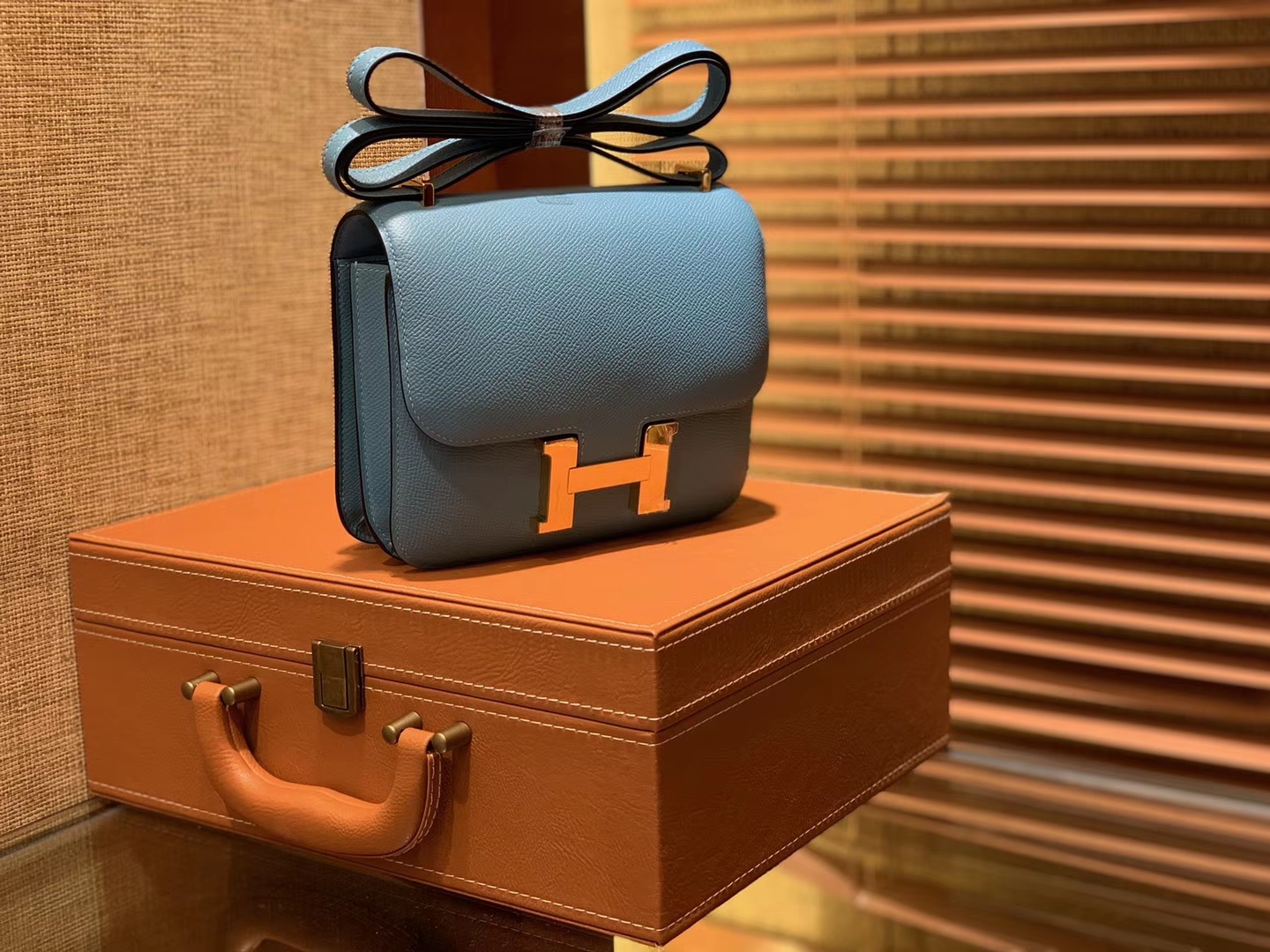 Hermès（爱马仕）Constance空姐包 北方蓝 顶级全手工缝制 18cm