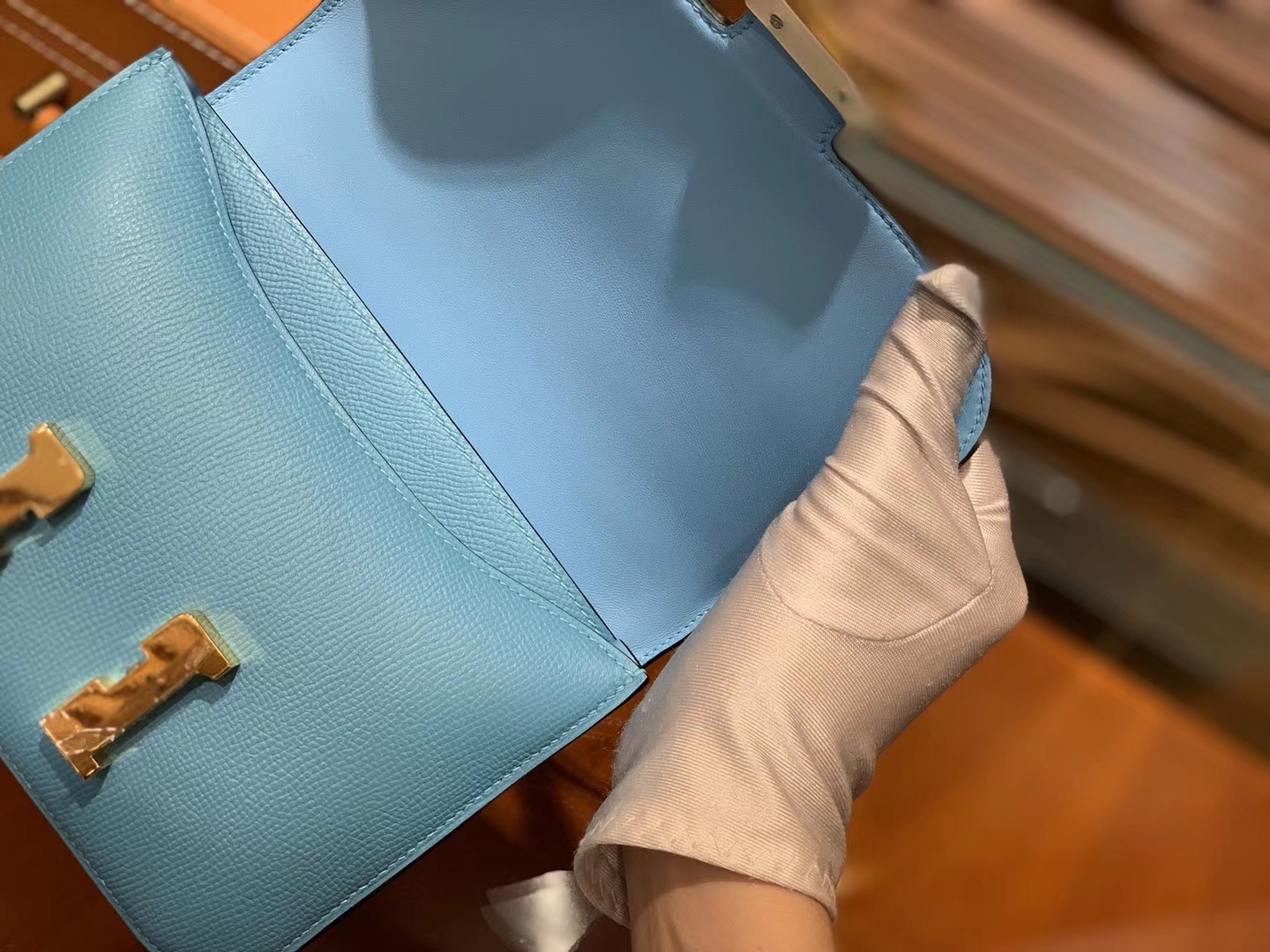 Hermès（爱马仕）Constance空姐包 北方蓝 顶级全手工缝制 18cm