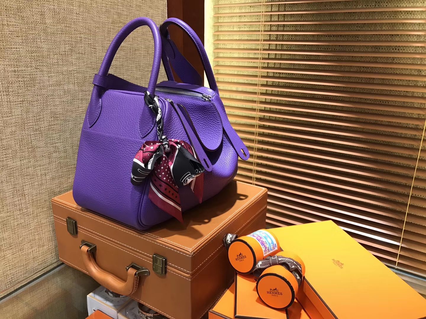 Hermès（爱马仕）Lindy琳迪包 梦幻紫 德国进口togo牛皮 全手工缝制 银扣 30cm