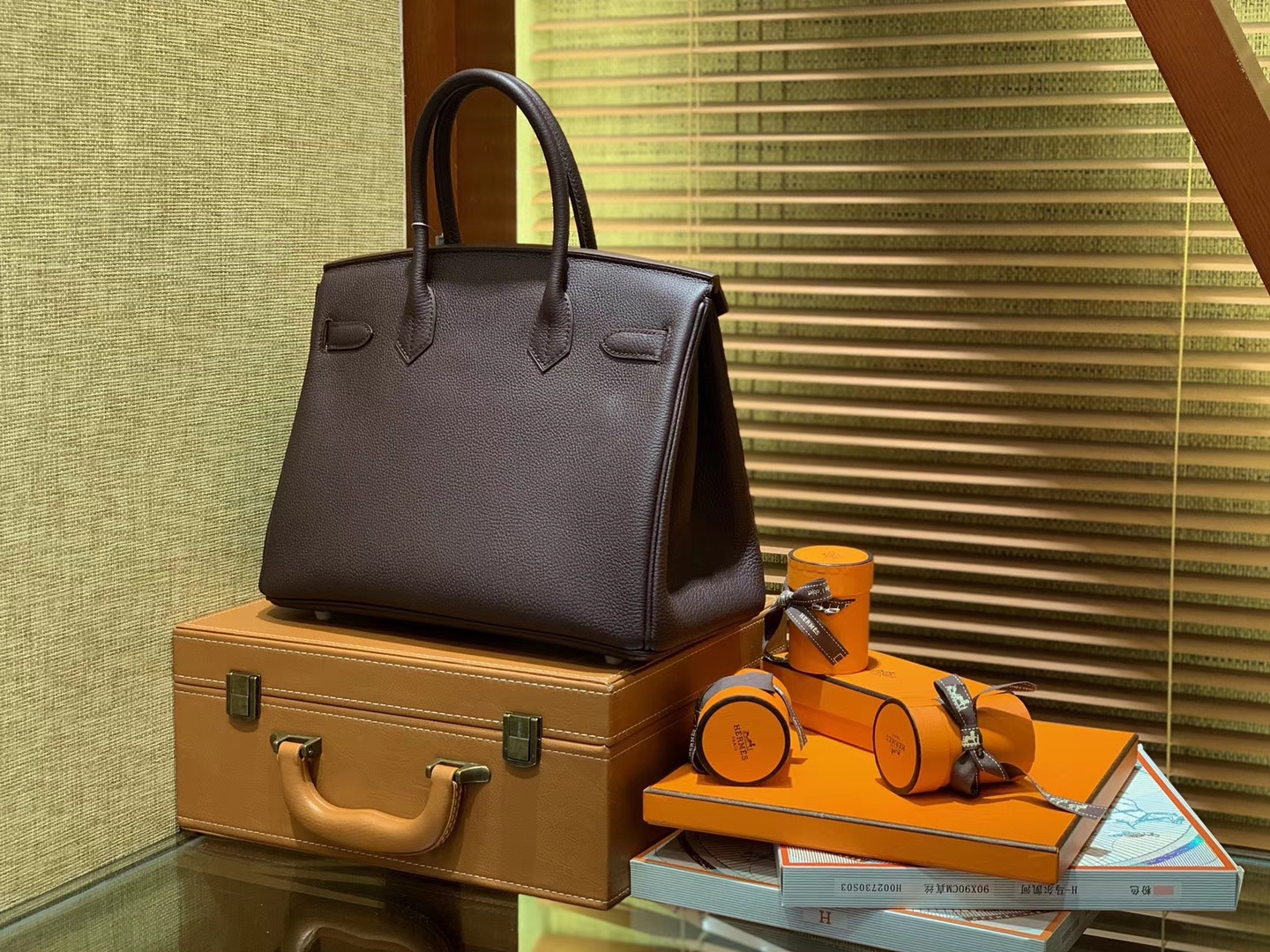 Hermès（爱马仕）Birkin铂金包 摩卡色 德国togo小牛皮 原版蜜蜡线 顶级手缝 金扣 30cm