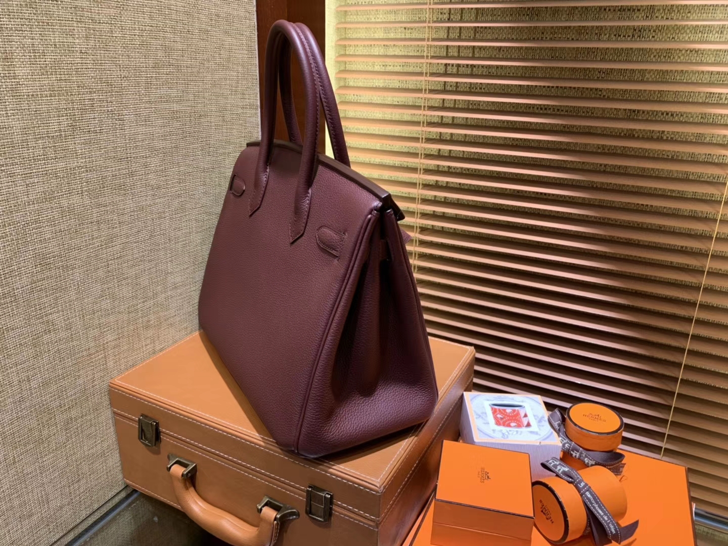 Hermès（爱马仕）Birkin铂金包 爱马仕红 德国togo小牛皮 原版蜜蜡线 顶级手缝 金扣 30cm